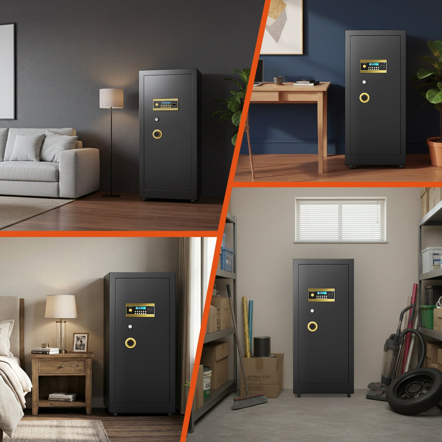 OME K3-100 39.37''H Extra Large Safes Box, 9.0 Cubic Feet Heavy Duty Safe with 2 Adjustable Shelf & Seperate Lock Box, Home Floor Safes with LCD Screen & Hidden Code for Doc Cash Jewelry Valuables