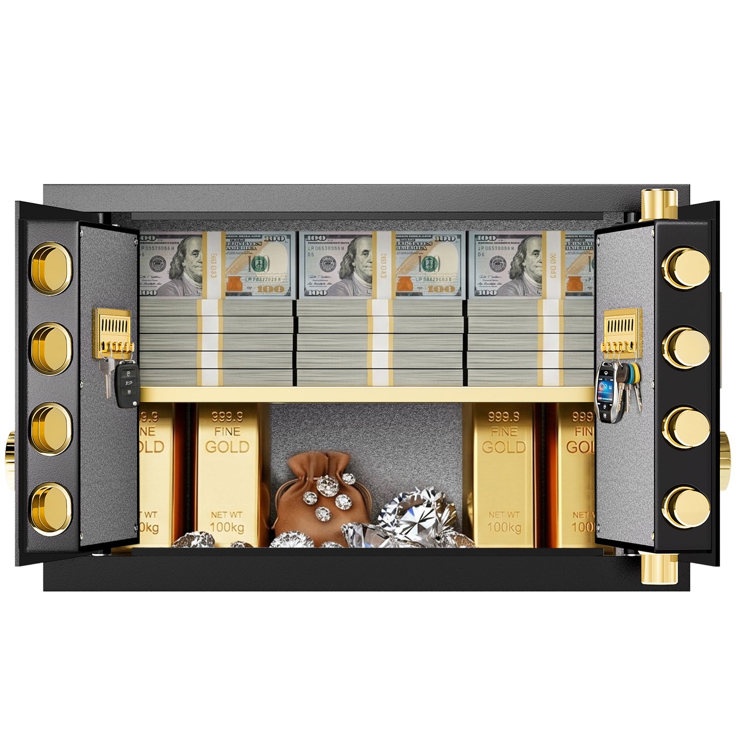 OME-DK-01 6.0 Cubic Safe Box, Extra Large Double Door Home Safe with Removable and Adjustable Shelf, Heavy Duty Digital Safe with Security Double Key Lock for Home Office Hotel