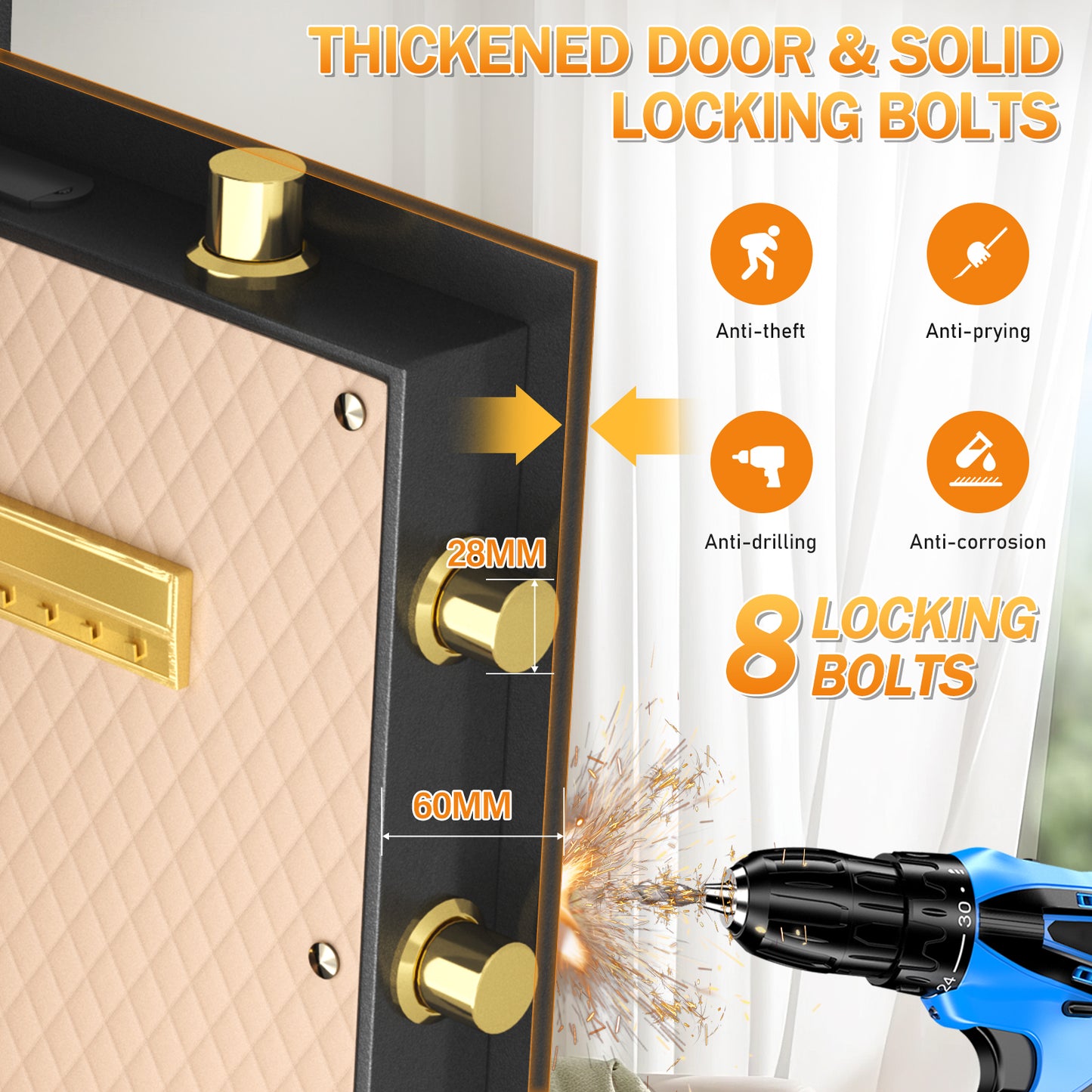 OME K3-120D Extra Large Safe Box, 14.1 Cubic Feet Heavy Duty Big Safe with Security Double Key Lock & Seperate Lock Box