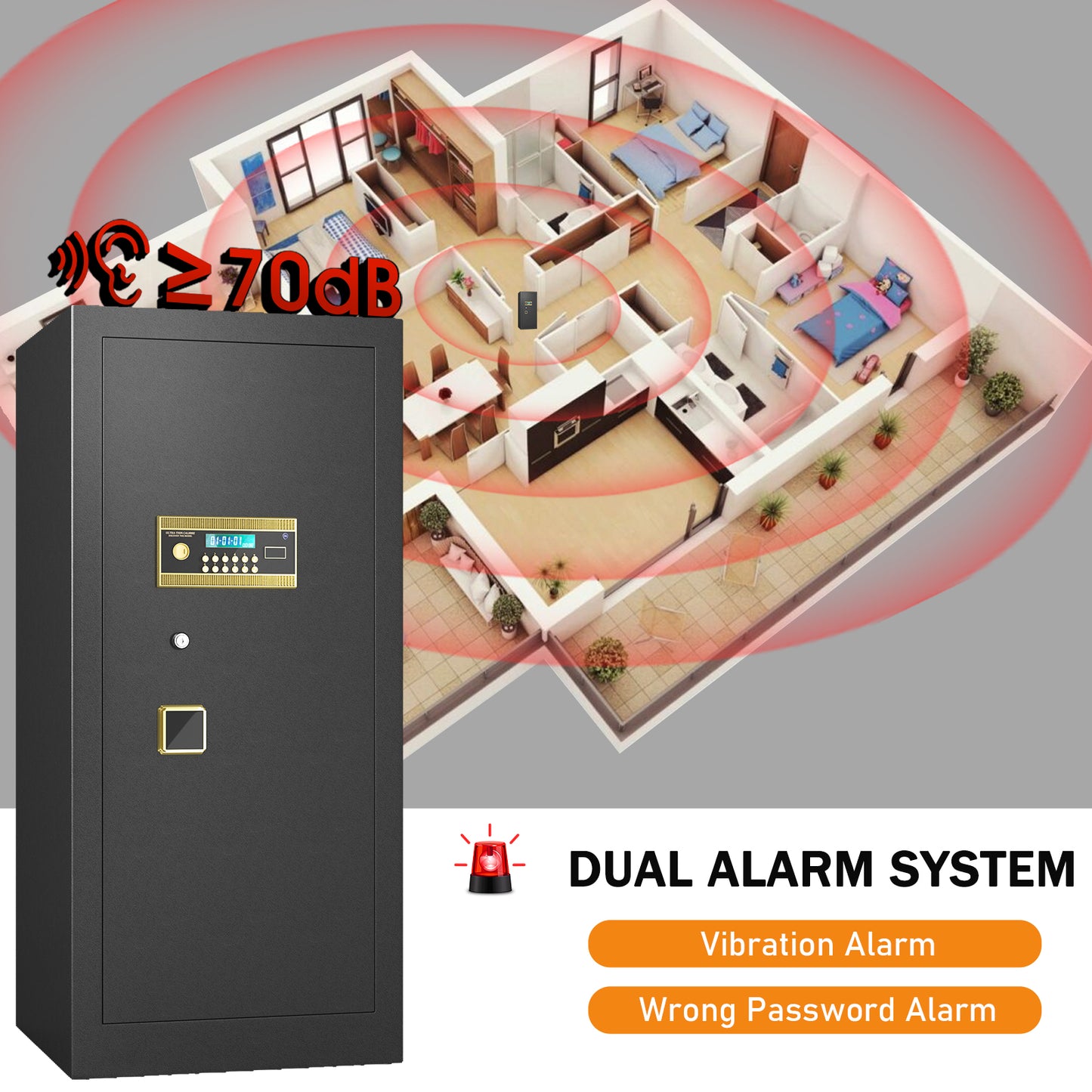 OME K3-120D Extra Large Safe Box, 14.1 Cubic Feet Heavy Duty Big Safe with Security Double Key Lock & Seperate Lock Box