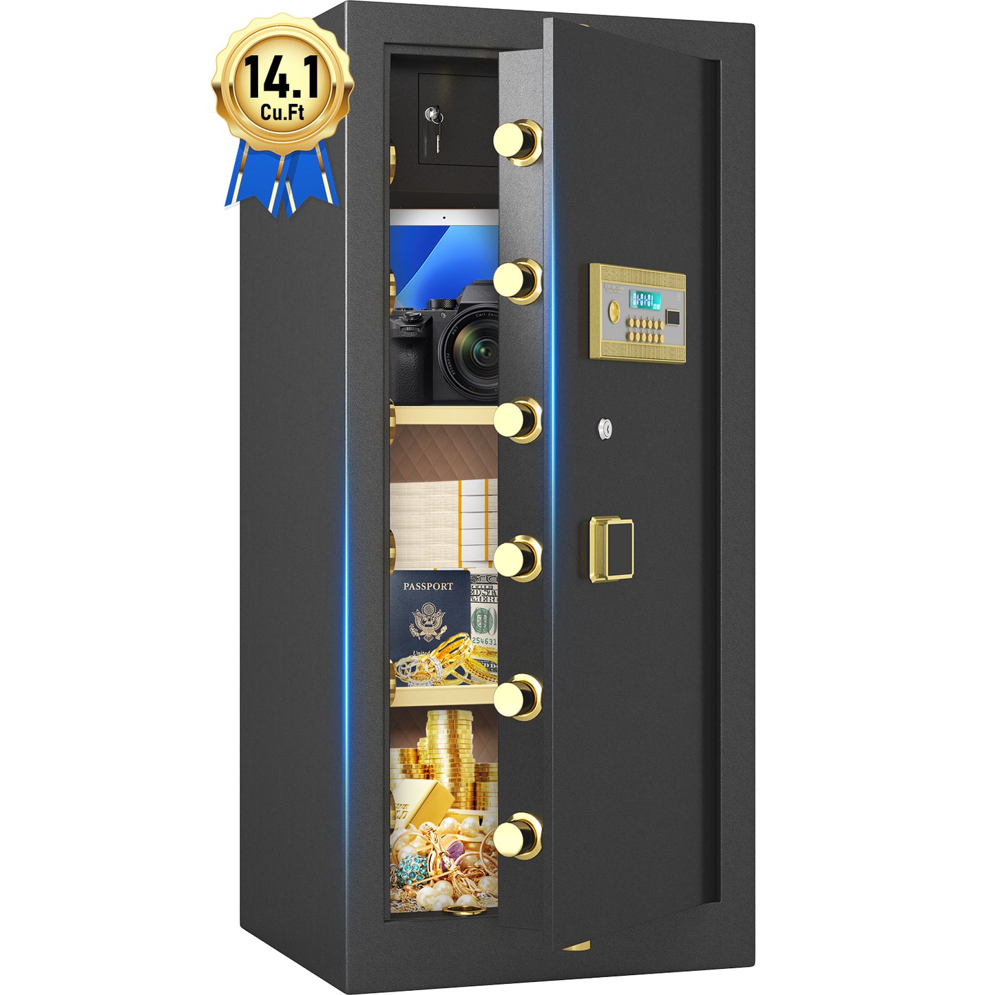 BM-K3-150D-Extra Large Safe Box, 17.6 Cubic Feet Heavy Duty Big Safe with Security Double Key Lock & Seperate Lock Box