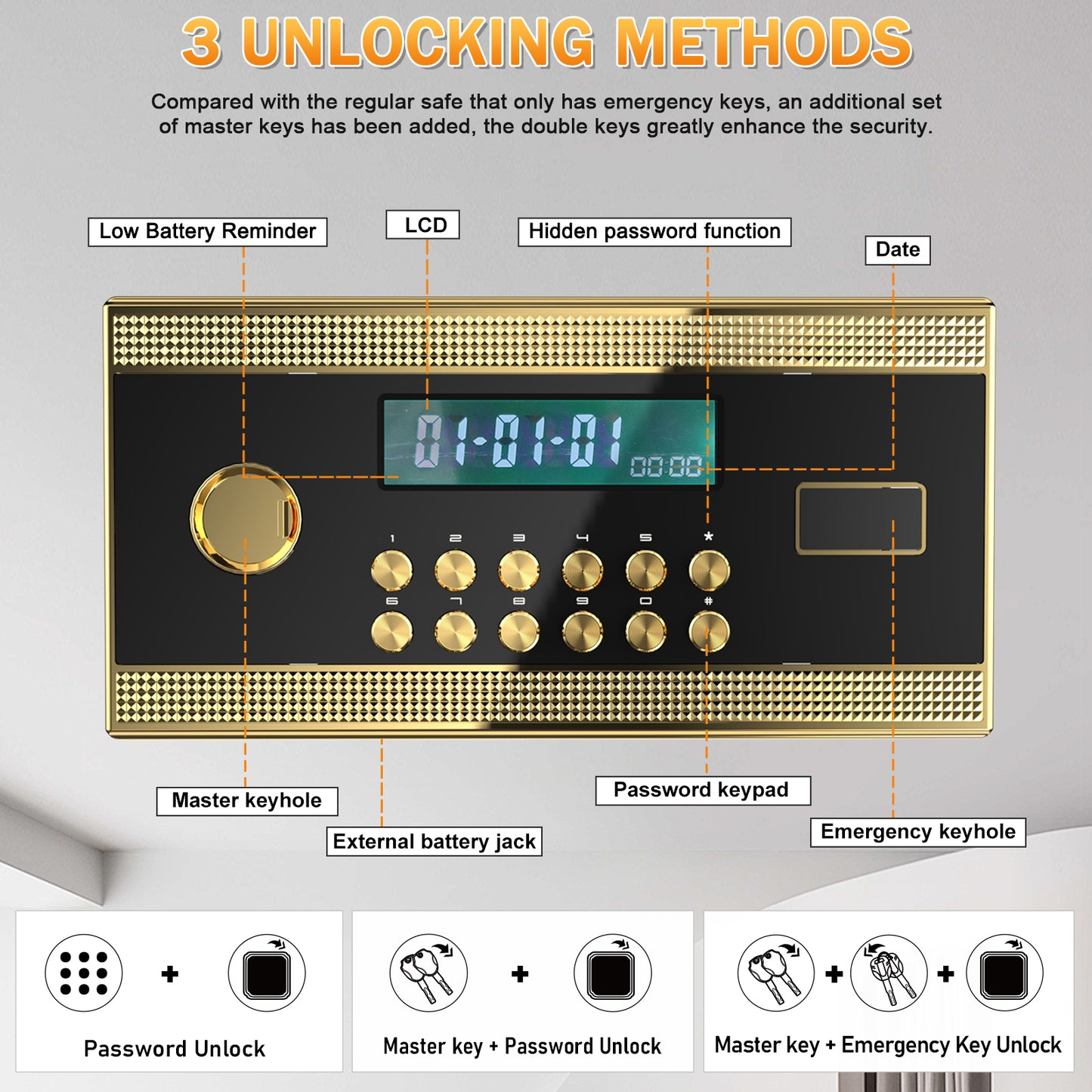 OME K3-120S Extra Large Safe Box, 13.8 Cubic Feet Heavy Duty Big Safe with Security Double Key Lock & Seperate Lock Box