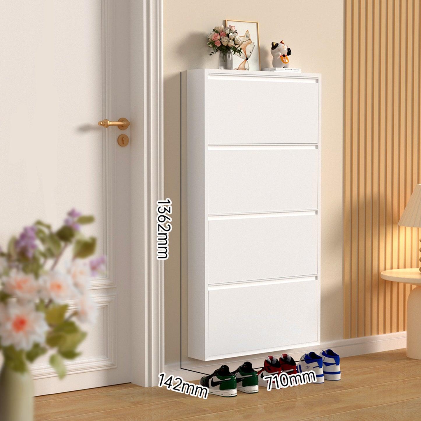 Services Hallway Shoe Cupboard Steel Thin Shoe Cabinets Narrow Shoe Rack Cabinet With 4 Flip Drawer
