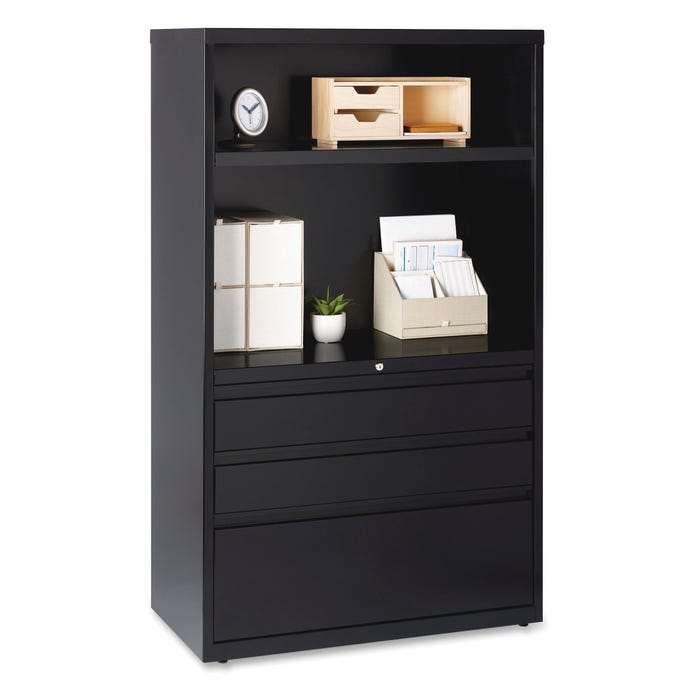 Lorell 36 in Lateral File-Drawer Combo Unit, 36 x 18-5/8 x 60 Inches, Black