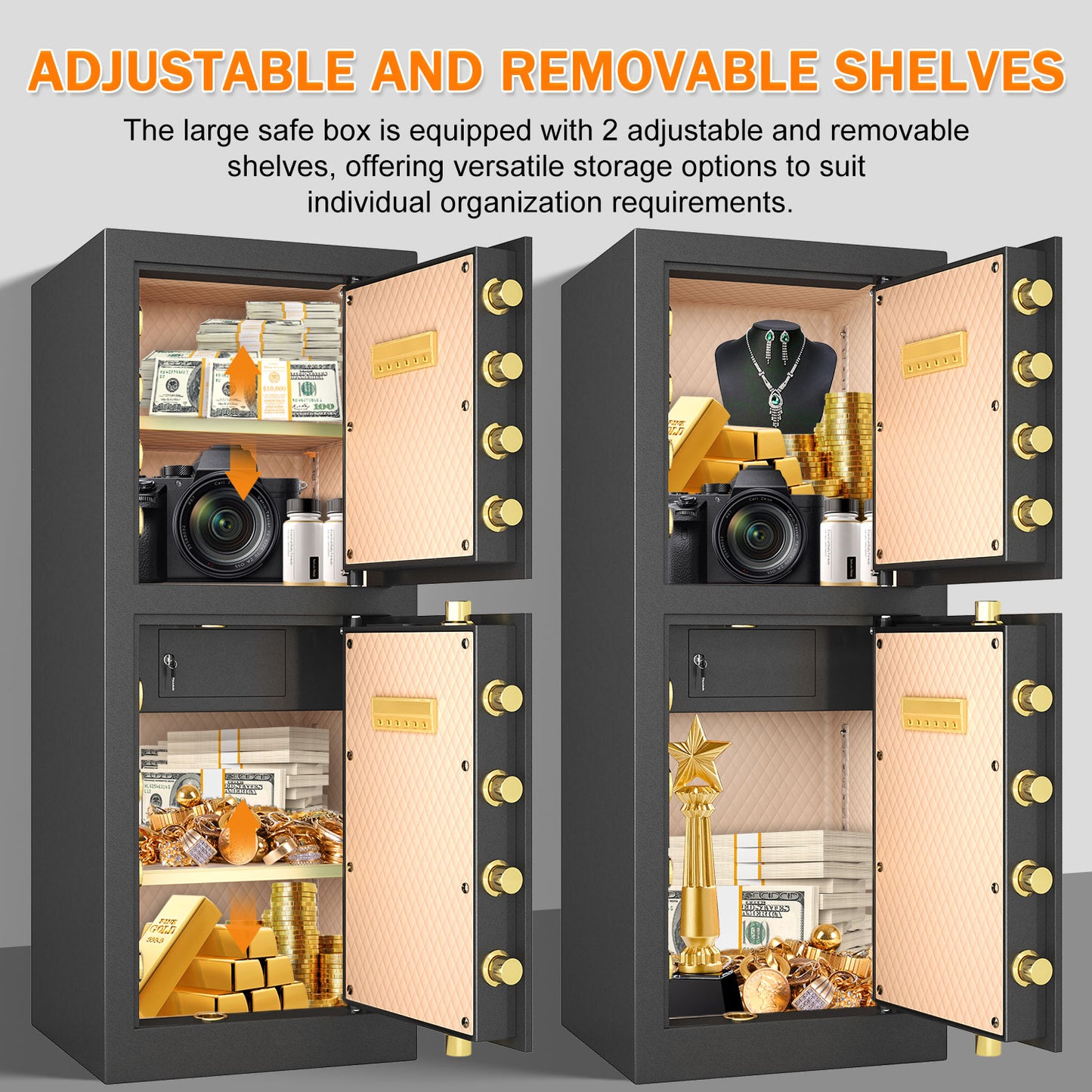 KAV Extra Large Safe Box, 17.3 Cubic Feet Heavy Duty Big Safe with Security Double Key Lock & Seperate Lock Box