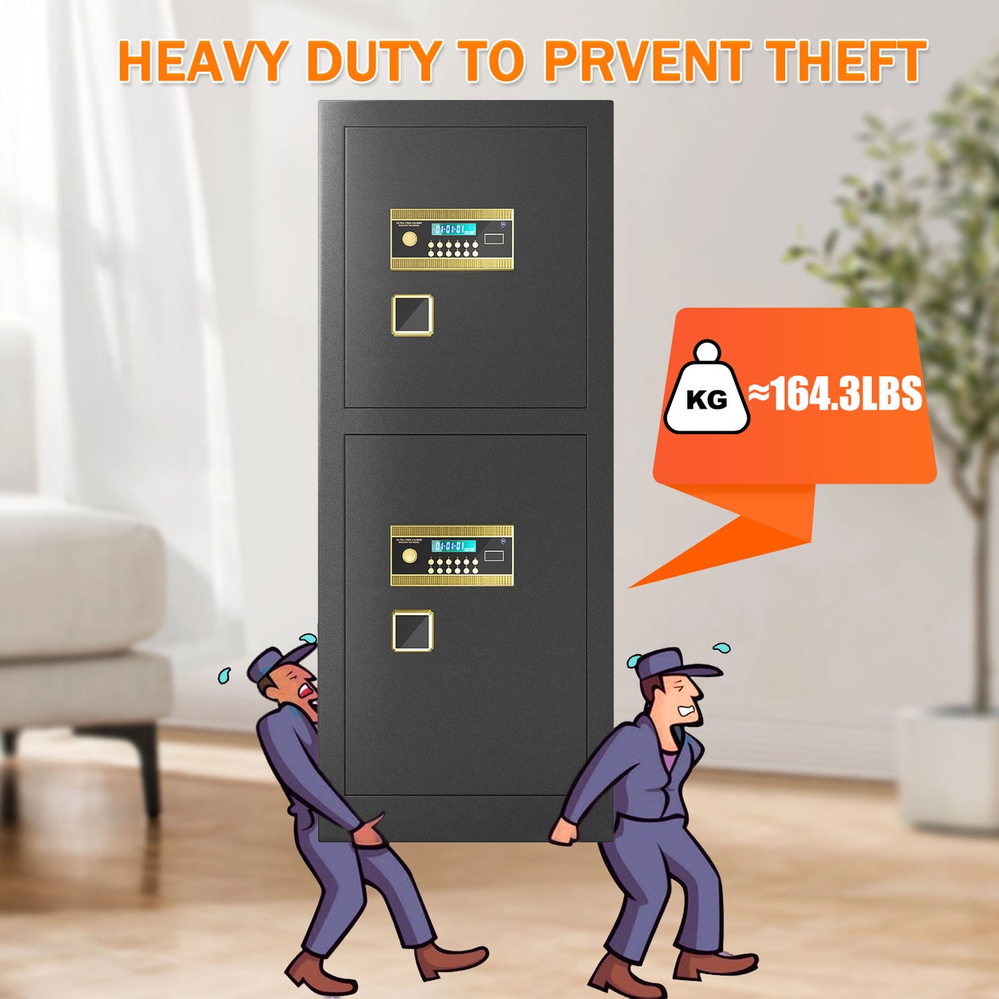 KAV Extra Large Safe Box, 17.3 Cubic Feet Heavy Duty Big Safe with Security Double Key Lock & Seperate Lock Box