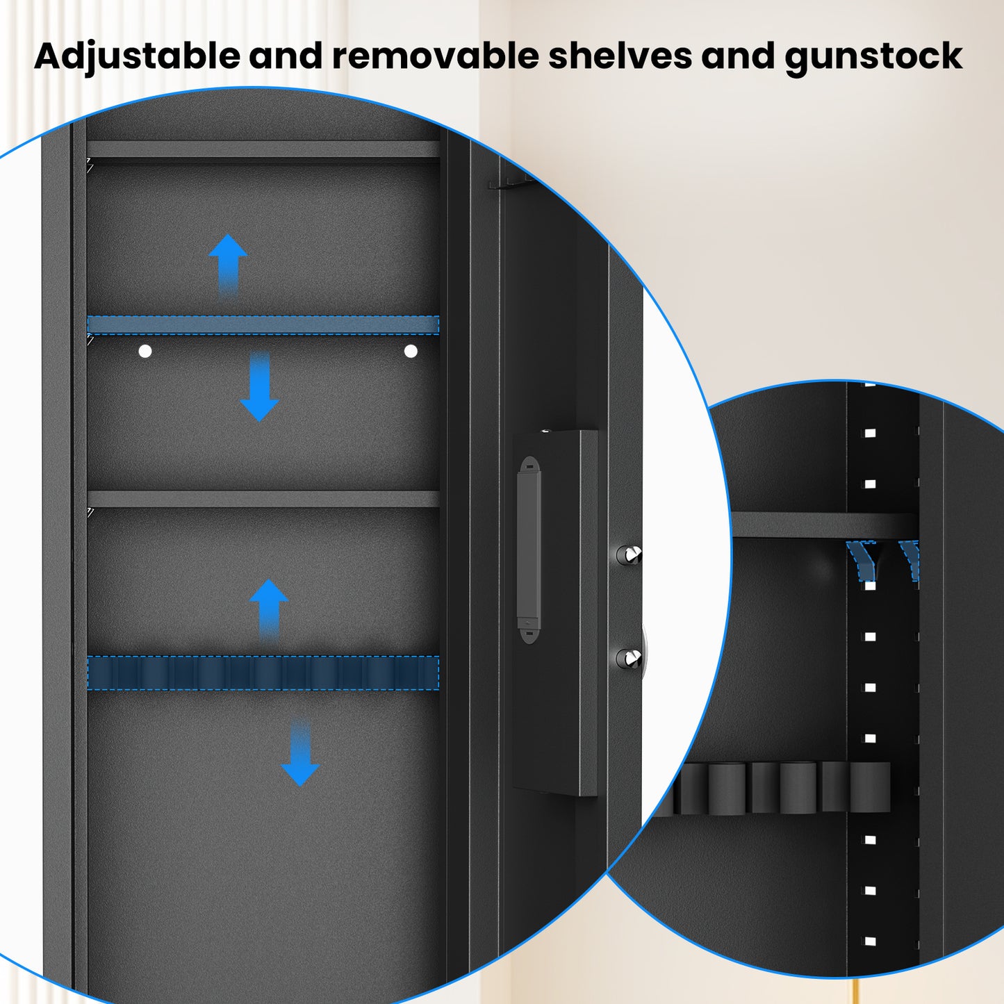 Didital Touch Panel In-Wall Safe,Hidden Wall Gun Safe for Rifles and Pistols with Adjustable Shelves,Assembled Storege Gun Safe for Firearm and Valuables (Black-Digital)