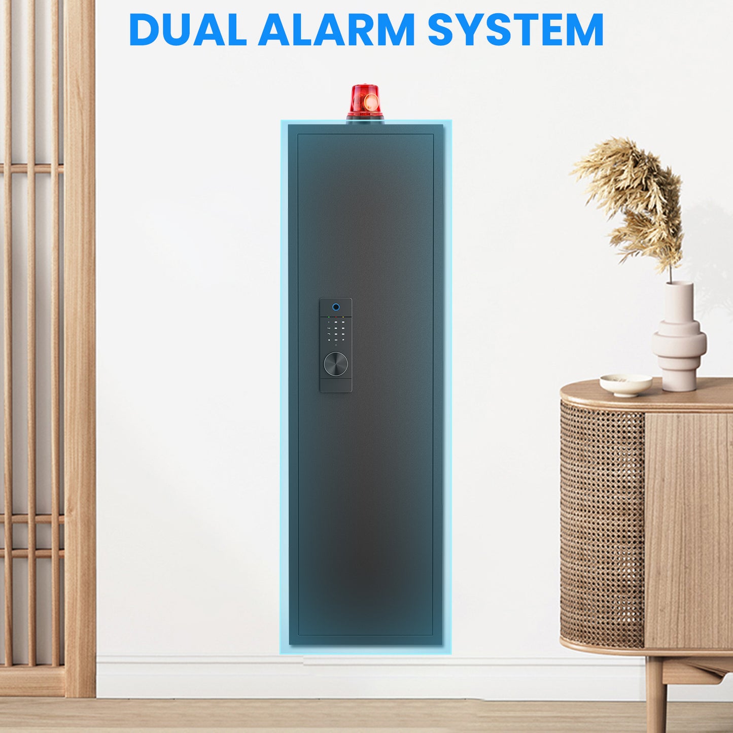 Fingerprint Touch Panel In-Wall Safe,Hidden Wall Gun Safe for Rifles and Pistols with Adjustable Shelves,Assembled Storege Gun Safe for Firearm and Valuables (Black-Fingerprint)