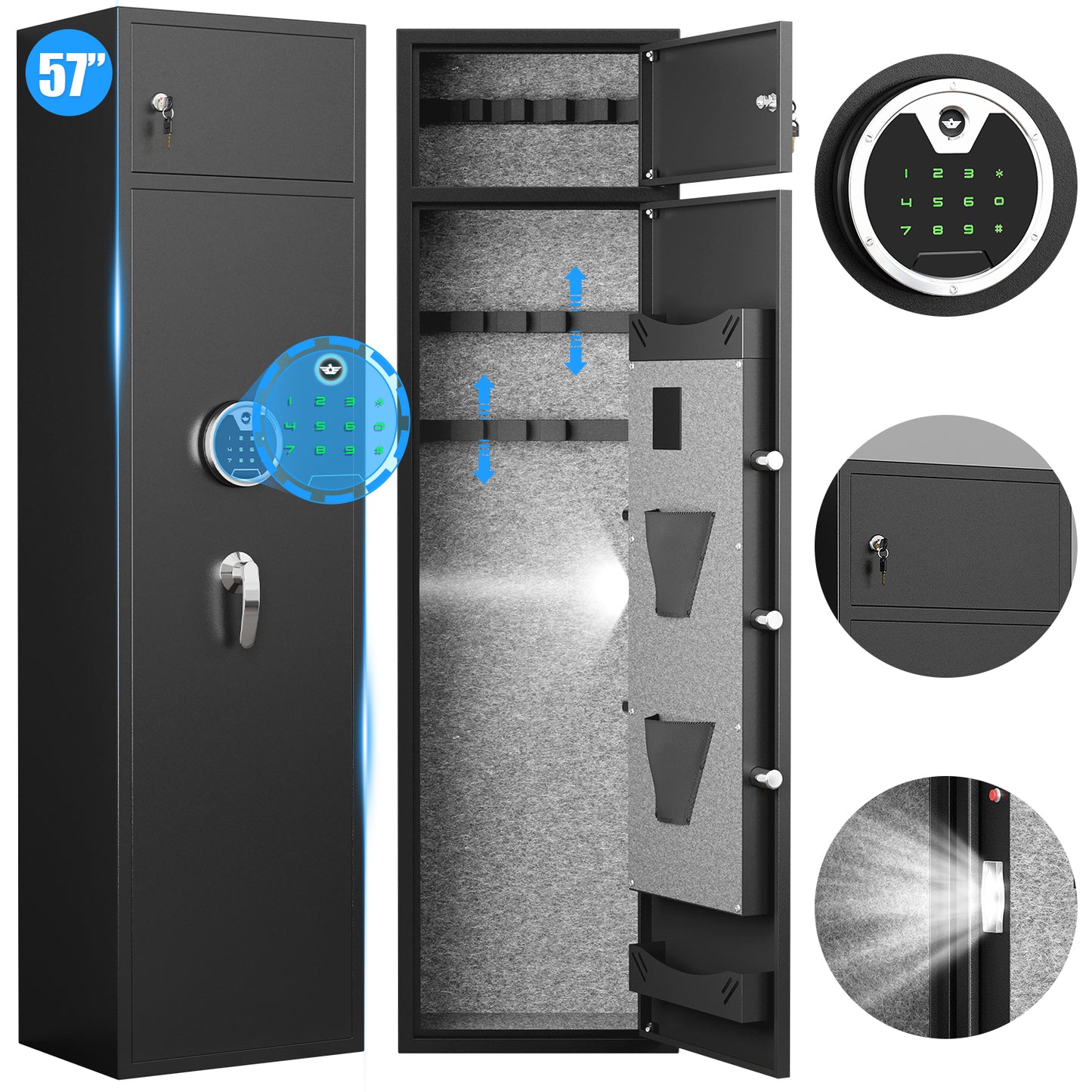 OME G3-145DB Gun Safe, 5-7 Digital Gun Safe with Separate Lock Box, Large Gun Storage with Pistol Bag & Metal Storage Box