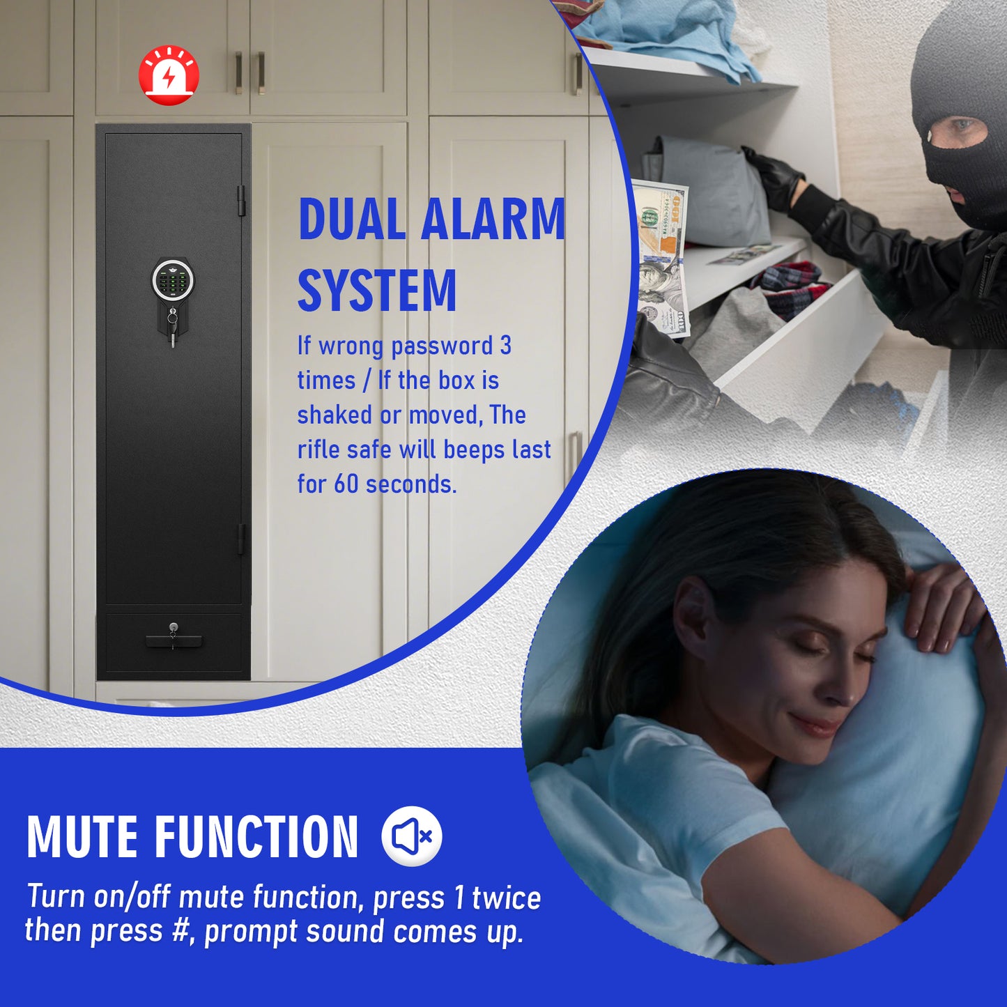 BM-GKM-140 6 -7 Gun Safe, Gun Cabinet for Home Office,Digital gun safe with Keypad and Dual Alarm System