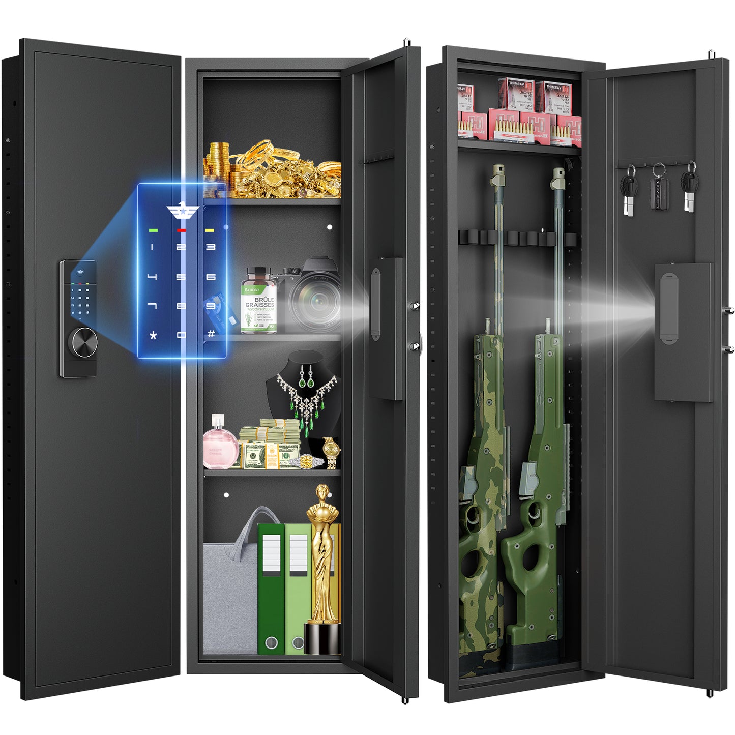 BM-Wall Gun Safe, Digital Wall Safe Between the Studs with Dual Alarm-16
