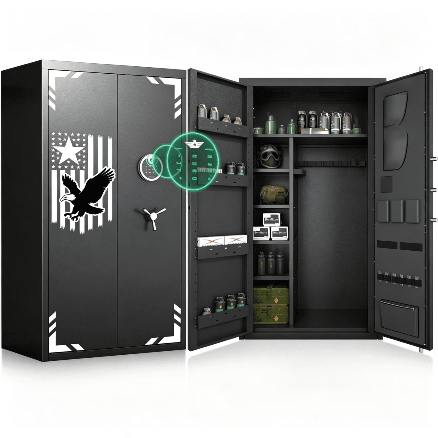 OME-AKG3-138ED 30-40 Large Gun Safe with LCD Keypad and Adjustable Shlef, Digital Gun Cabinet for Home and Garage with Mute Function & Dual Alarm ( Unassembled)