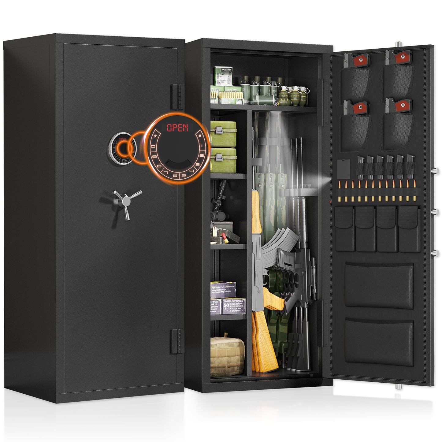 15-20 Gun Safe, Large Gun Safe for Shotguns and Pistols, Unassembled Gun Safe with Adjustable Shelf & Gun Rack, Gun Safe for Home and Shotgun, Quick Access Gun Cabinet with Dual Alarm