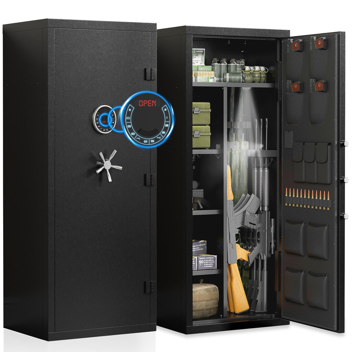 OME AKG5-D 15-20 Gun Safe, Large Gun Safe for Pistols, Unassembled Gun Cabinet with Adjustable Shelf & Gun Rack, Gun Safe for Home and Shotgun, Quick Access Gun Cabinet with Mute Function & Dual Alarm