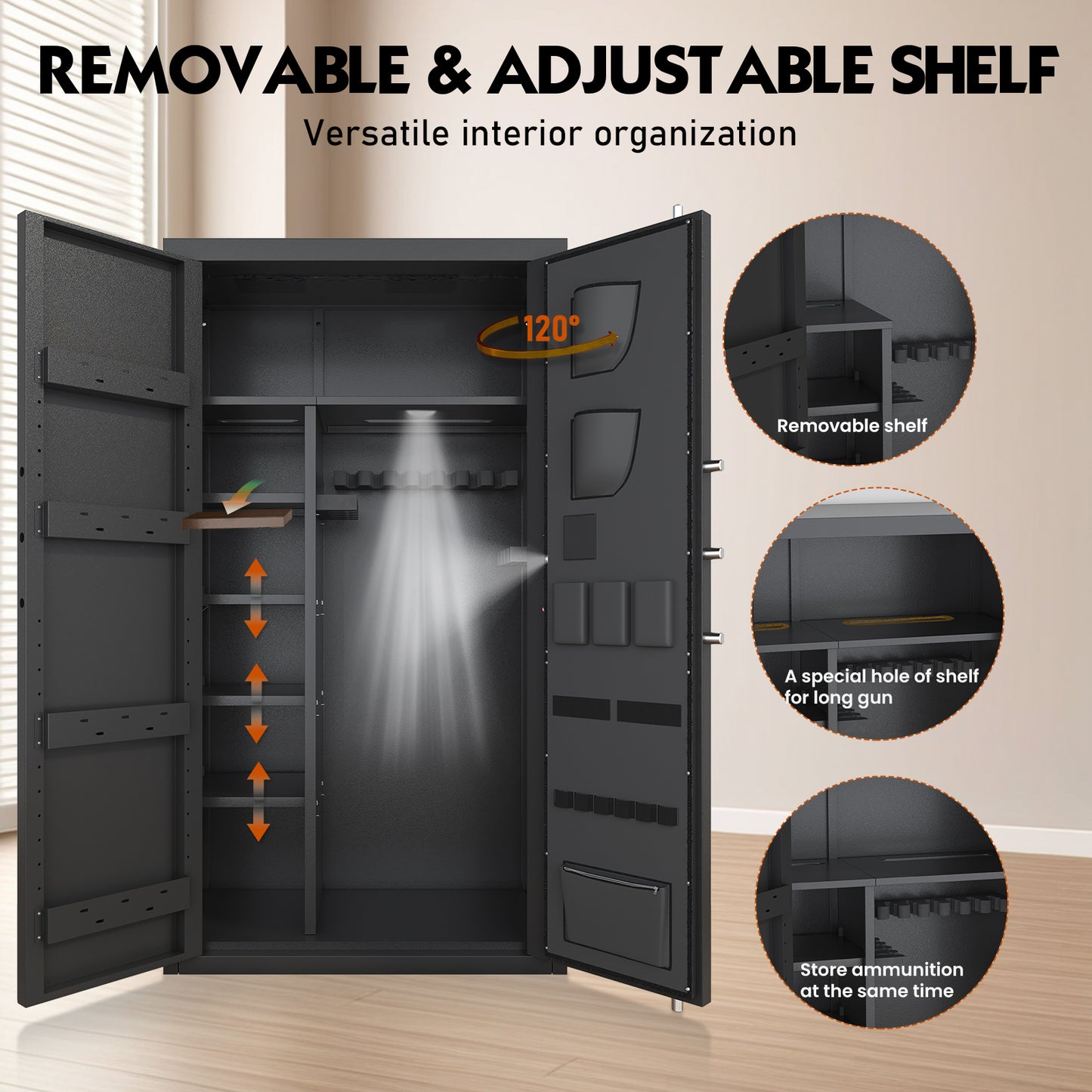 OME AKG3-132D 30-40 Large Gun Safe for Pistol, Unassembled Gun Safe with LCD Keypad and Adjustable Shlef