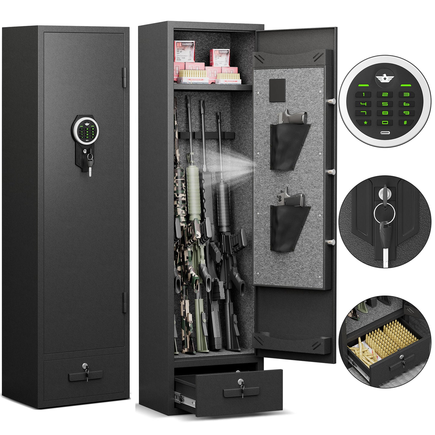 BM-GKM-145D 4-5 Gun Safe Digital Rifle Safe with Drawer