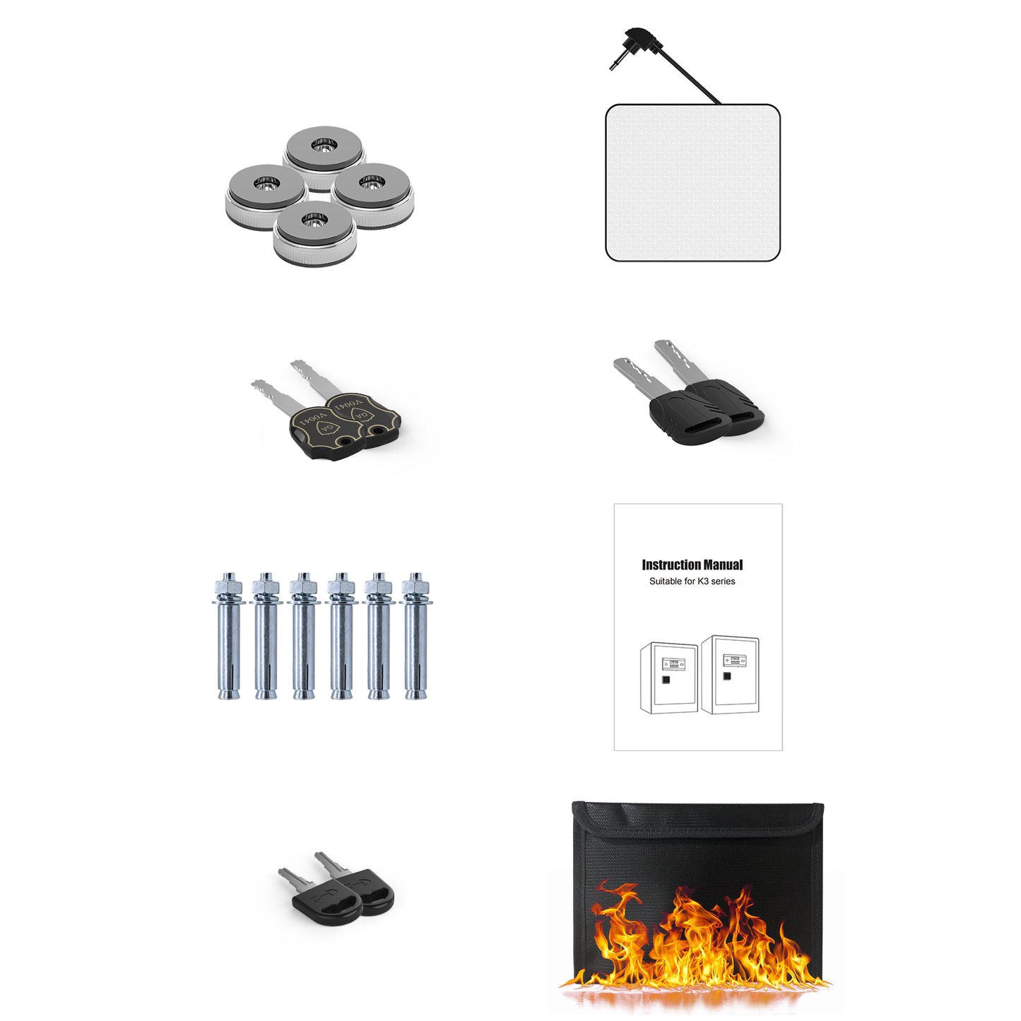 KAV 3.0 Cub Safe Box Fireproof Waterproof, Home Safe with Dual Alarm System, LCD Digital Screen with Hidden Password Function, Fireproof Safe for Home Office Hotel