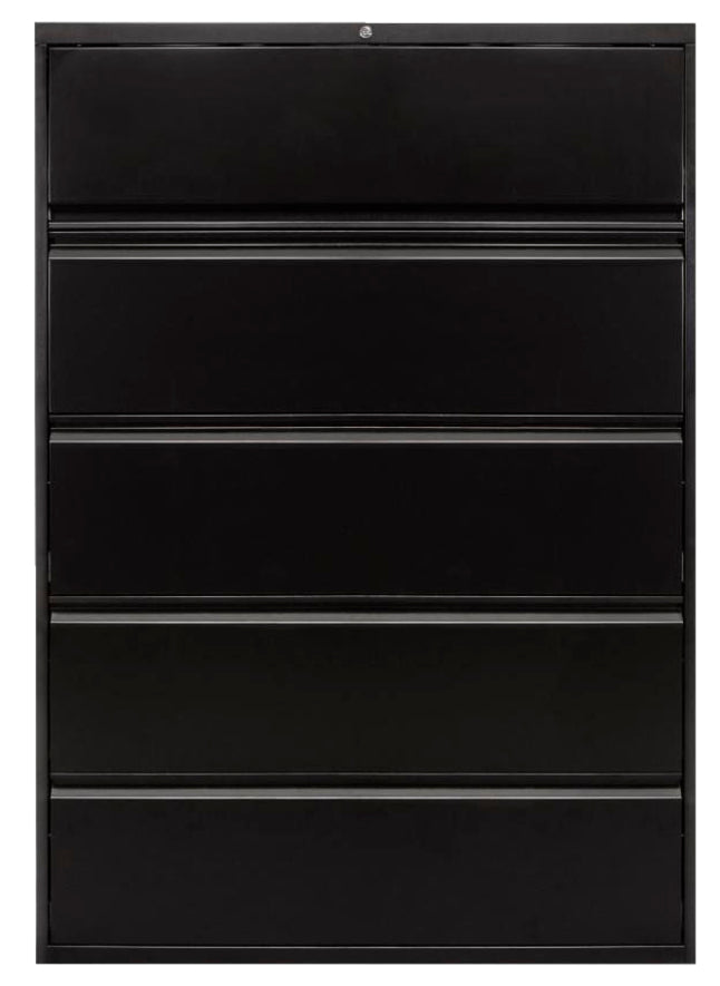Classroom 5-Drawer Lateral Filing Cabinet, 30 x 18 x 63 Inches, Black