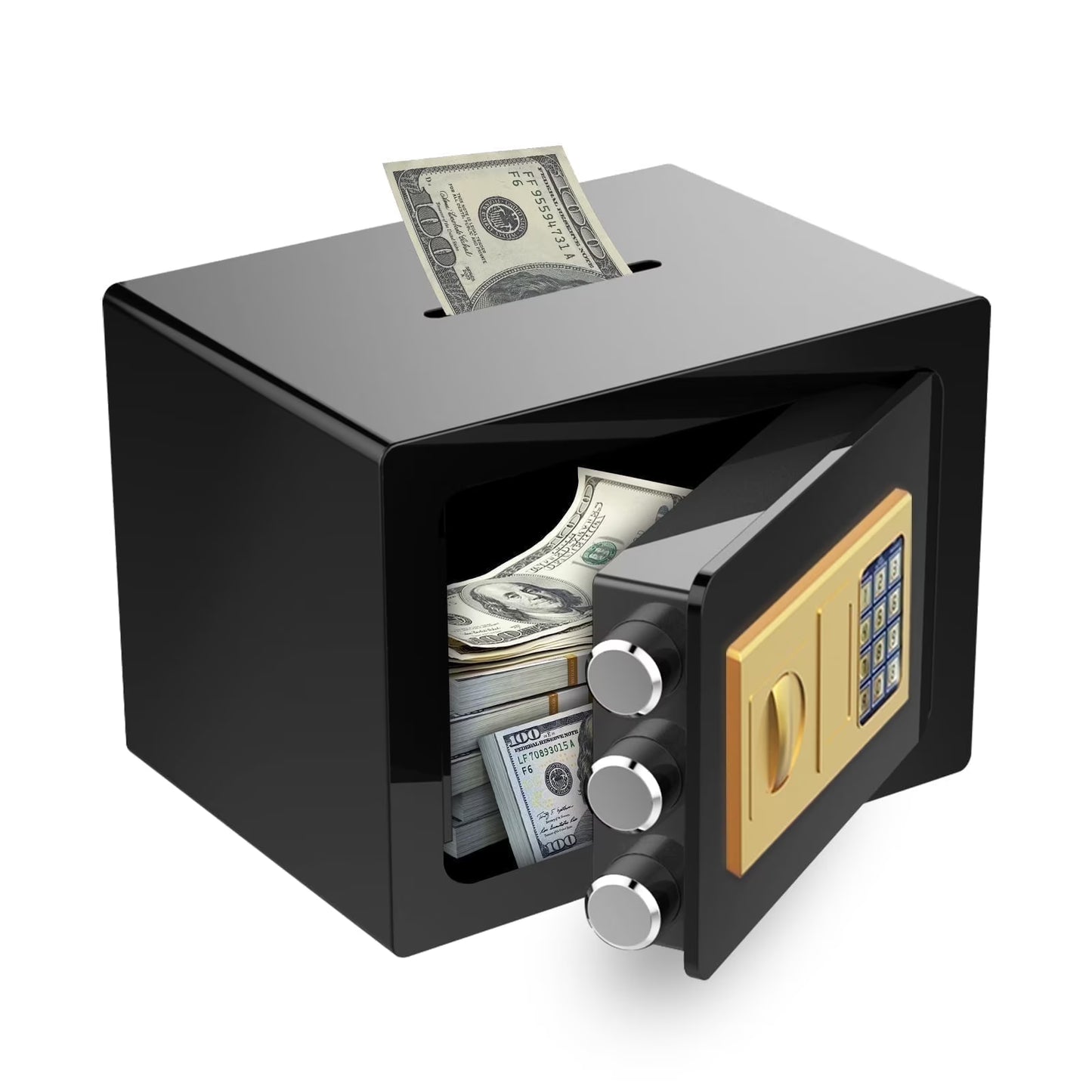 RIFLEWELL 0.8 Cub Safe Box - Small Home Safe for Money Jewelry Documents, Security Safe Box, Solid Steel Lock Box with Digital Electronic Security Keypad for Home Office Hotel (Black)