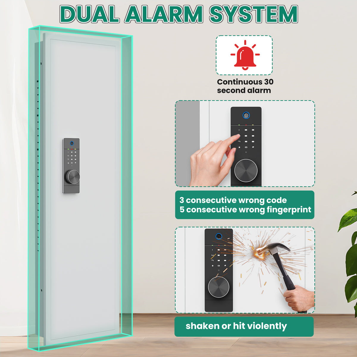 HK KW-135BW 53.15" Wall Safe Fingerprint Lock Hidden Wall Safe with Dual Alarm & Mute Function, In Wall Safe with Removable Shelves and Magnetic Slot