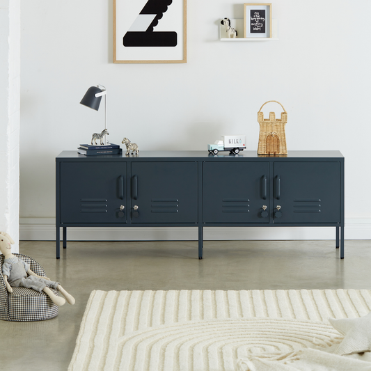 Metal Storage Cabinet Adjustable Shelf Storage Cabinet Laundry Room or Utility Room Storage Cabinet 2 Tiers Large Space for Books Clothes