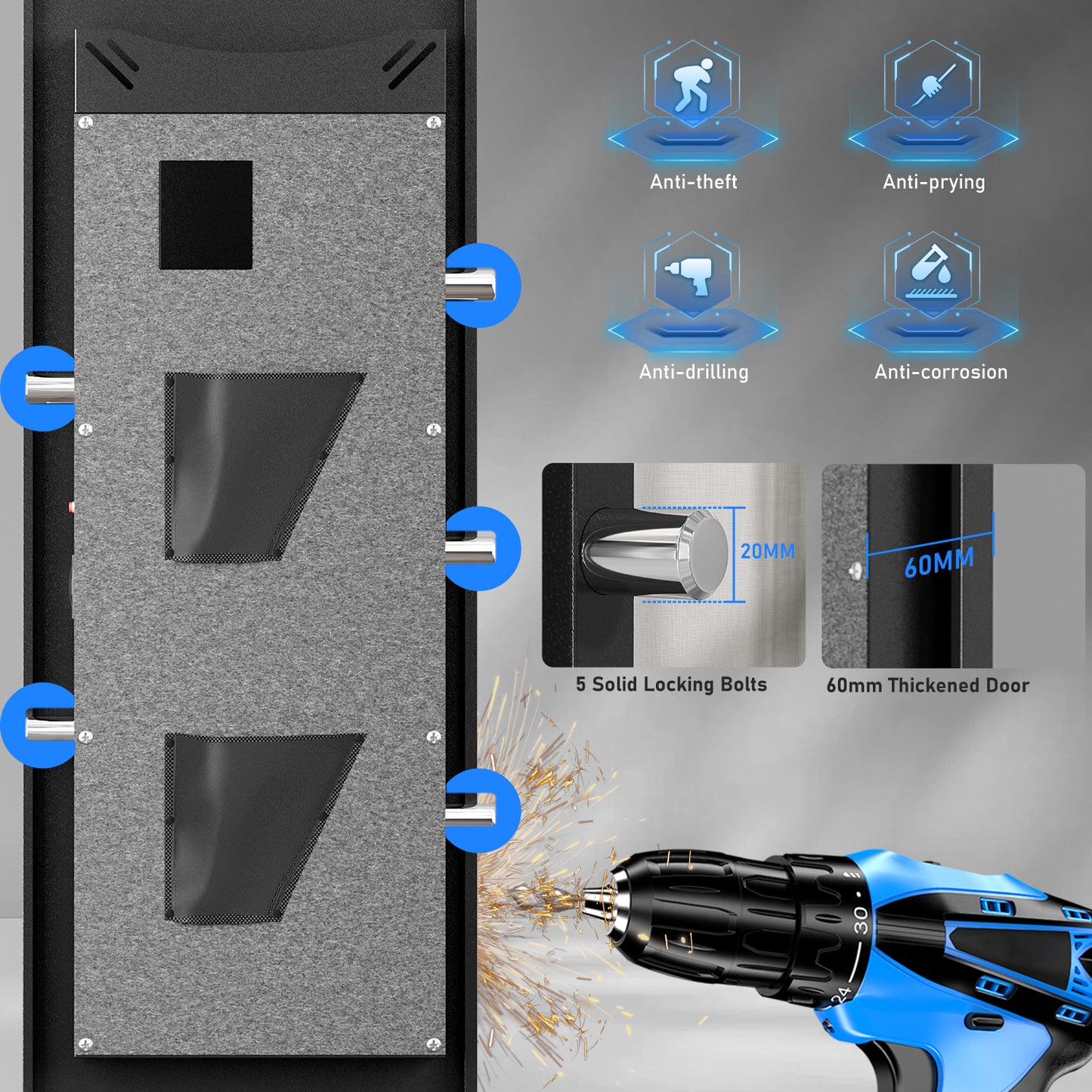 OME G3-145DB Gun Safe, 5-7 Digital Gun Safe with Separate Lock Box, Large Gun Storage with Pistol Bag & Metal Storage Box