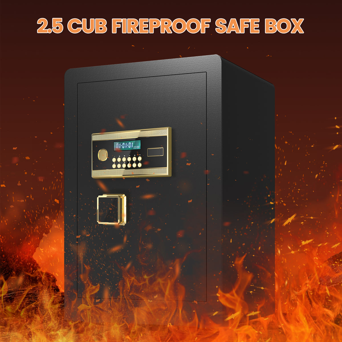 OME K3-68 Extra Large Fireproof Waterproof Safe Box with Deposit Slot & Adjustable Shelf - Home & Office Security Safe with Soft PU Leather Lining, Large LCD Screen & Dual Alarm