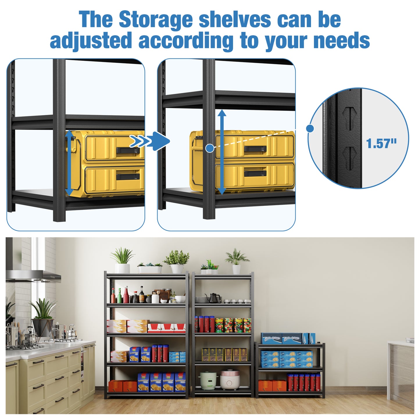 Garage Shelving Units and Storage,Deep Heavy Duty Metal Shelving Adjustable 3-Tier Shelves, 1200lbs Garage Storage Shelves,Shelving Rack Industrial Shelving Tool Shelf For Basement Metro