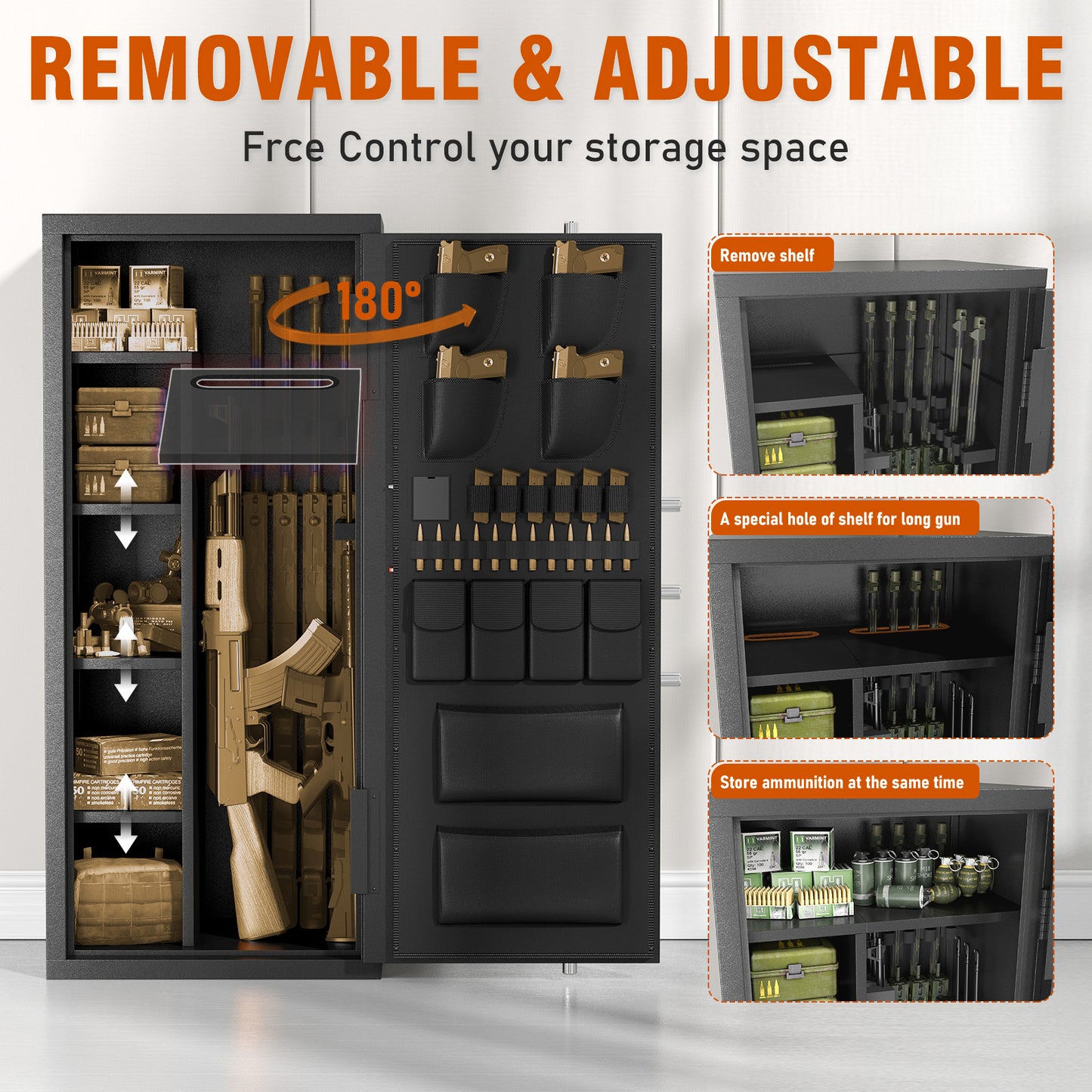 15-20 Gun Safe, Large Gun Safe for Shotguns and Pistols, Unassembled Gun Safe with Adjustable Shelf & Gun Rack, Gun Safe for Home and Shotgun, Quick Access Gun Cabinet with Dual Alarm