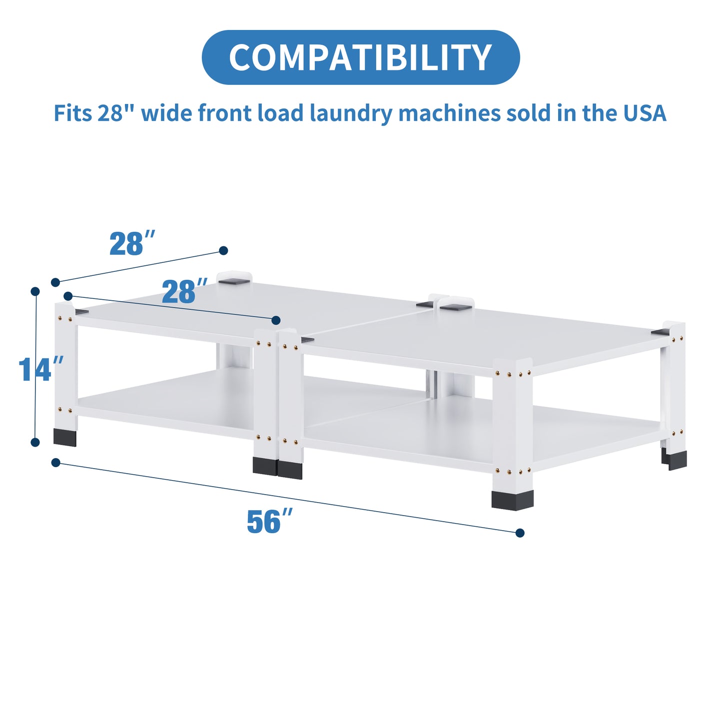 Laundry Pedestal 18" Height, Washer and Dryer Pedestals with Storage Shelf, 700lbs Weight Capacity Washing Machine Stands for Most Washers and Dryers, Assembly Required