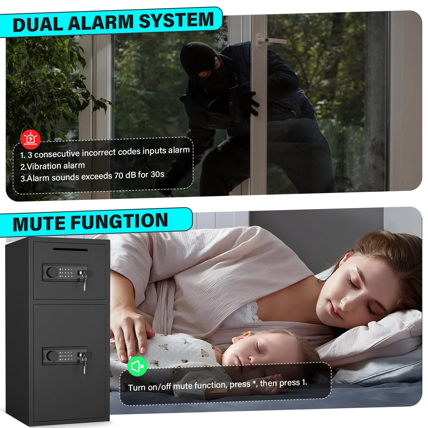 BM-K1-75 6.5 Cub Extra Large Safe Box, Home Safe .