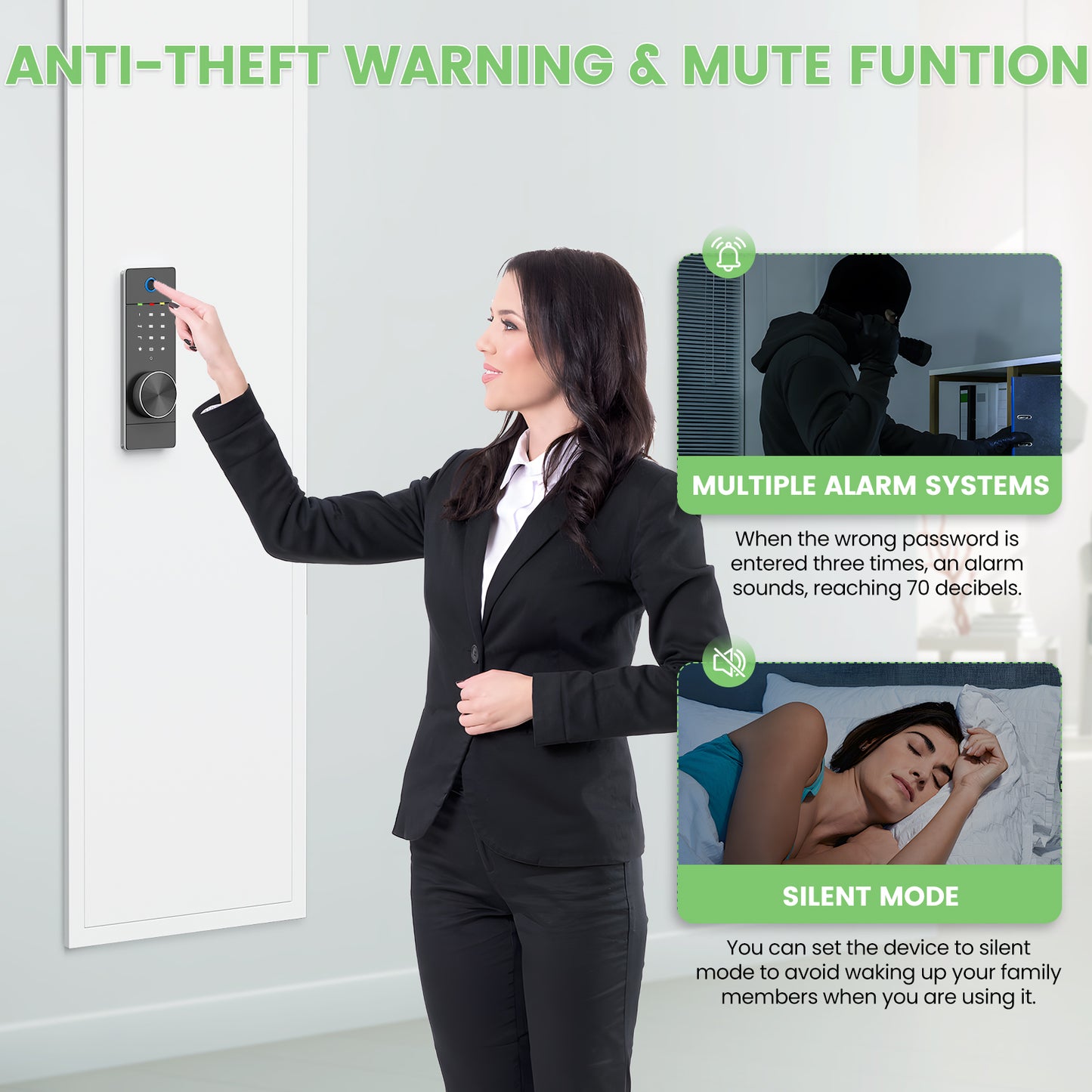 YT-53.15" Wall Safe Between the Studs - Biometric Hidden Safe with Dual Alarm System-White