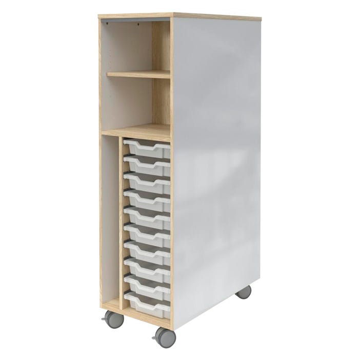 Fleetwood Designer 2.0 Markerboard Tray Storage Shelf, 36 x 20 x 68 Inches, 20 Trays Included, No Door