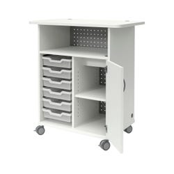 Fleetwood Designer 2.0 Presentation Cart, 36 x 22 x 40 Inches, 6 Trays Included, Non-Locking Door, Magnetic Pegboard Back
