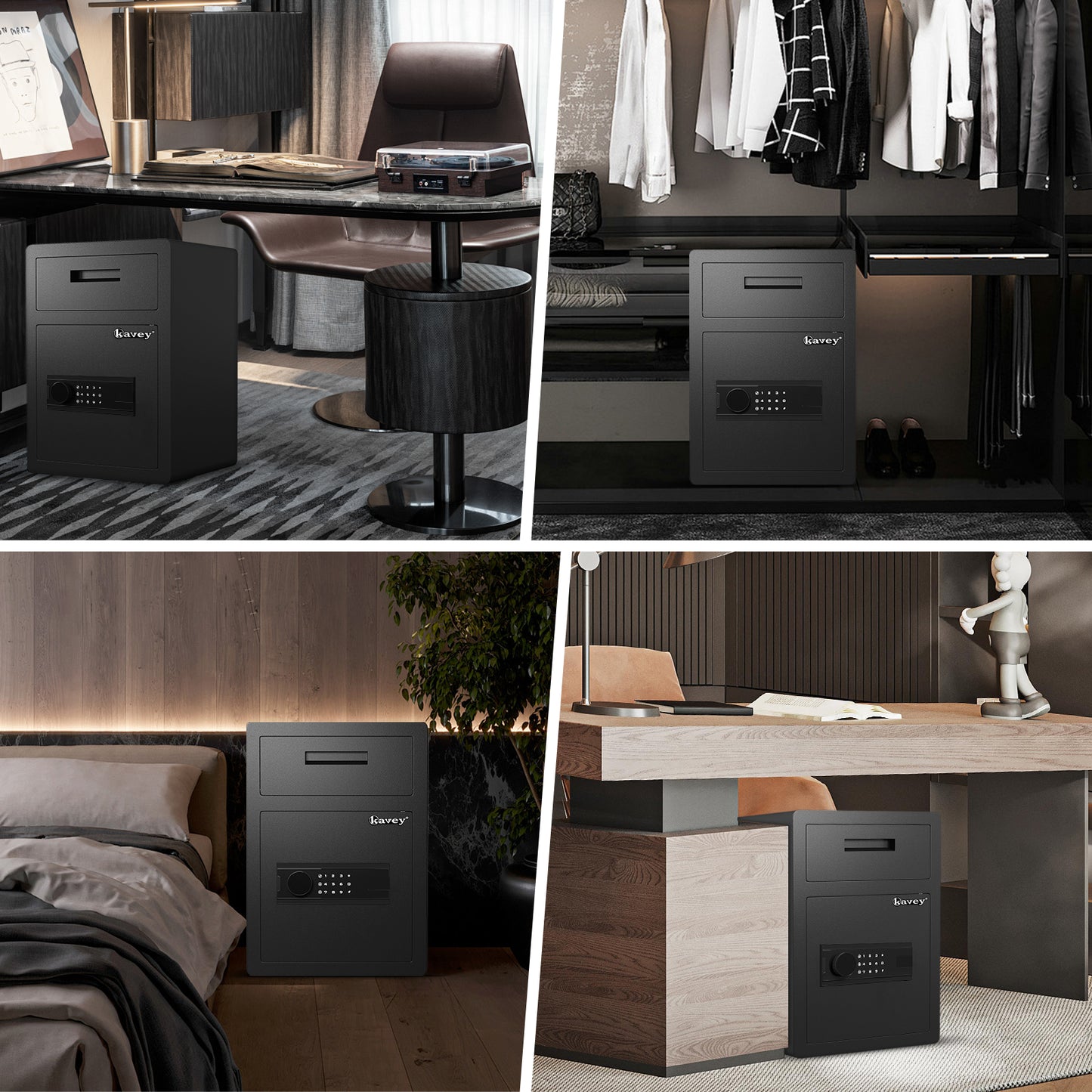 KAV 2.6 Cub Fireproof Drop Safe, Safe with Drop Slot, Drop Slot Safes with Front Load Drop Box and Digital Touch Screen Keypad, Heavy Duty Money Safe Box for Business Office Home