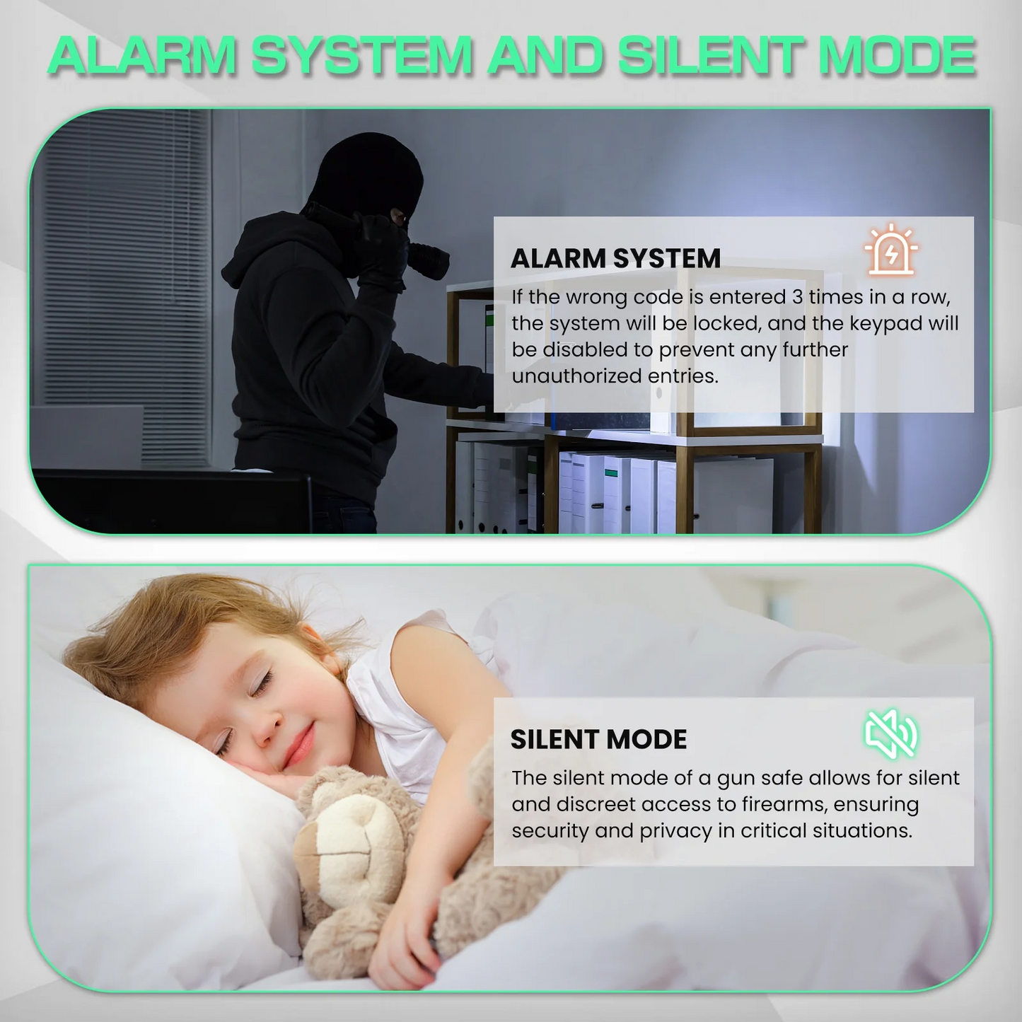 Riflevault 2 Gun Rifle Safe, Quick Access Gun Safe for Rifle and Shotgun, Rilfe Safe for Home Rifle, with Silent Mode and Alarm System, Adjustable Rack & Removable Shelves