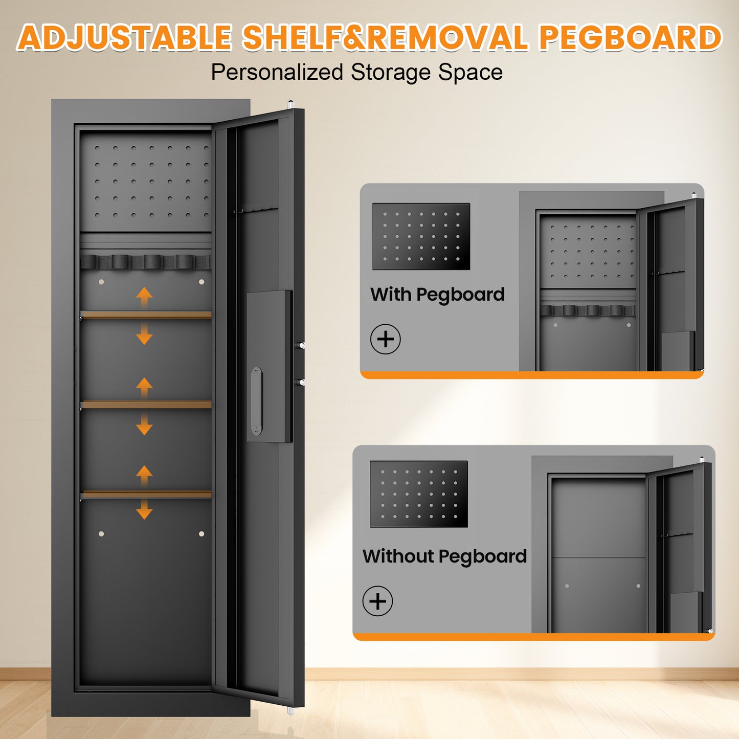 KAV-K2V-120HD Kavey 47.24" Wall Safe, Digital Wall Gun Safe Between the Studs with Dual Alarm & Mute Mode, Hidden Wall Safe with Adjustable Shelve, Magnetic Support & Key Hook(副本)