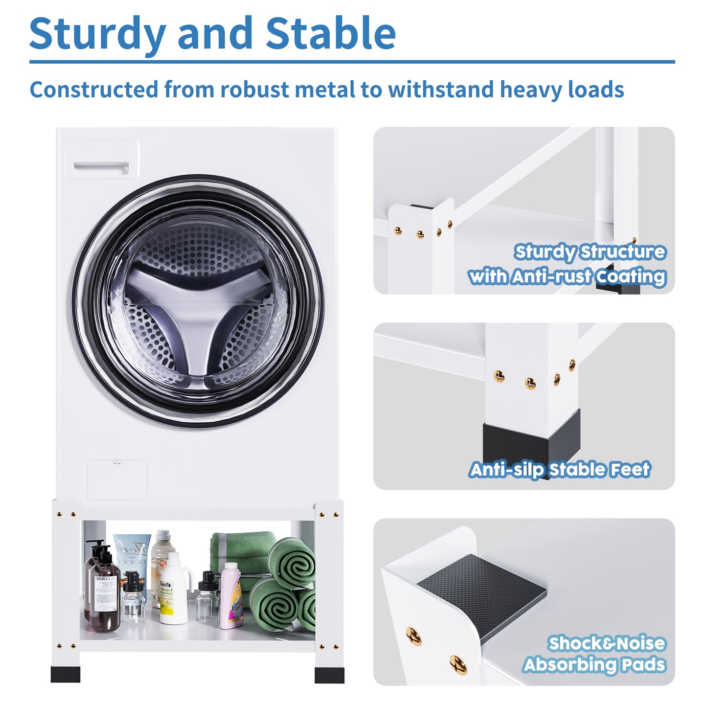 Laundry Pedestal 18" Height, Washer and Dryer Pedestals with Storage Shelf, 700lbs Weight Capacity Washing Machine Stands for Most Washers and Dryers, Assembly Required