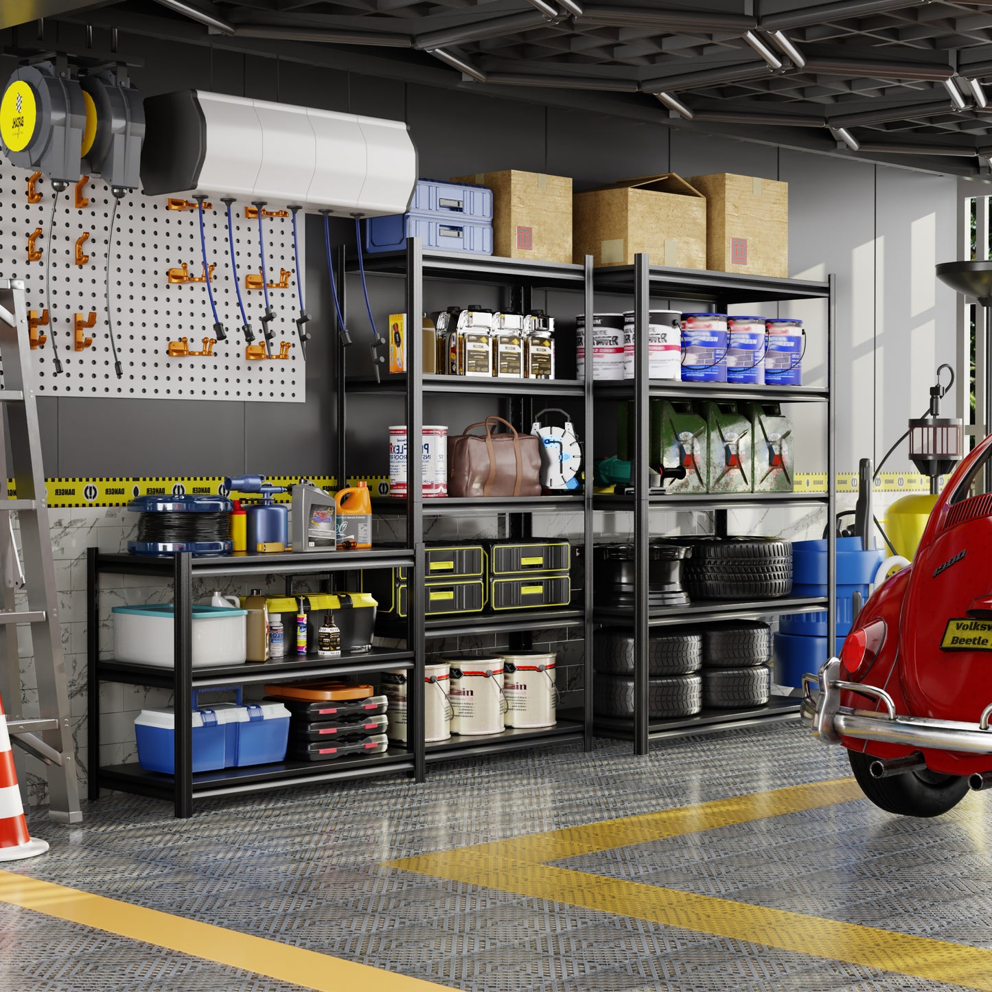 Garage Shelving Units and Storage,Deep Heavy Duty Metal Shelving Adjustable 3-Tier Shelves, 1200lbs Garage Storage Shelves,Shelving Rack Industrial Shelving Tool Shelf For Basement Metro