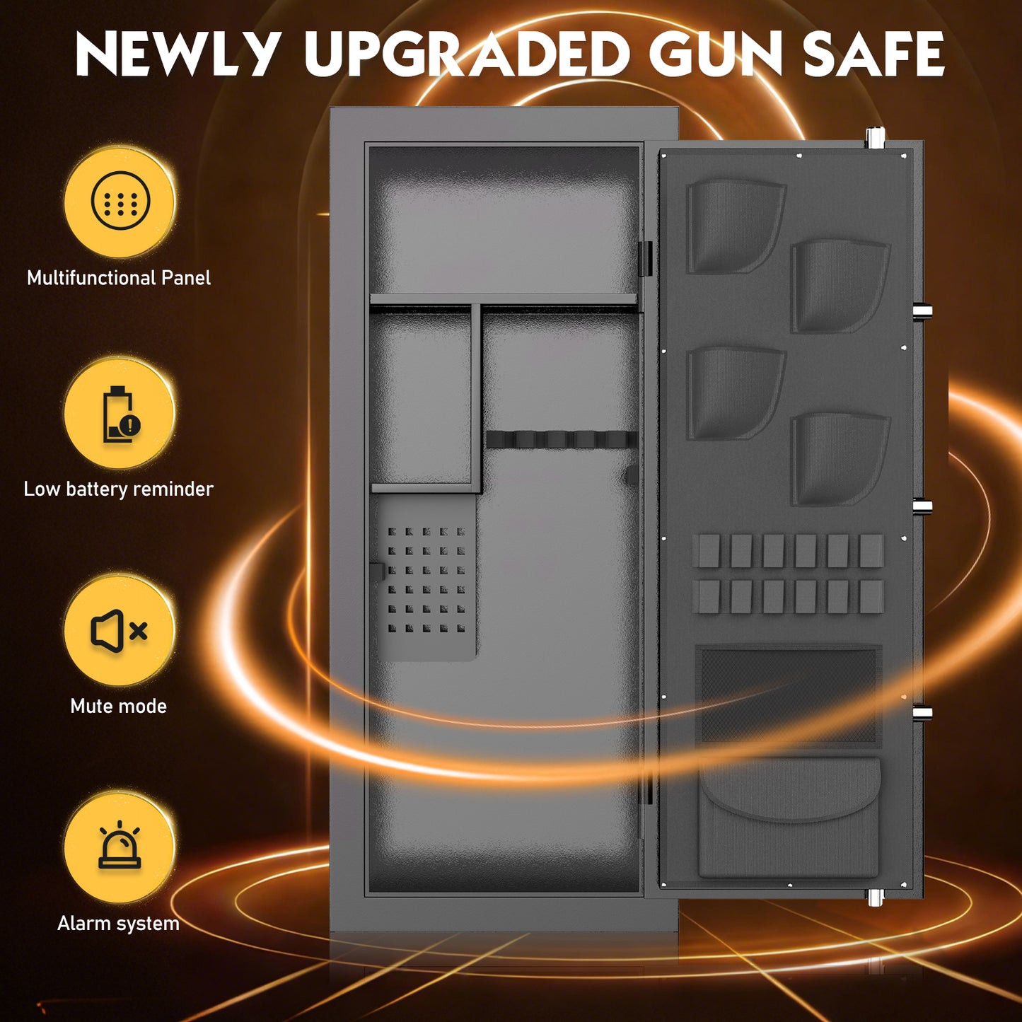 KAV-G6S-138HD 10-12 Large Gun Safe for Pistol,Storage Guns (with/Without Scopes), Home Gun Cabinet with Adjustable Pegboard, Gun Safe for Home,Office, Hunting,Shooting