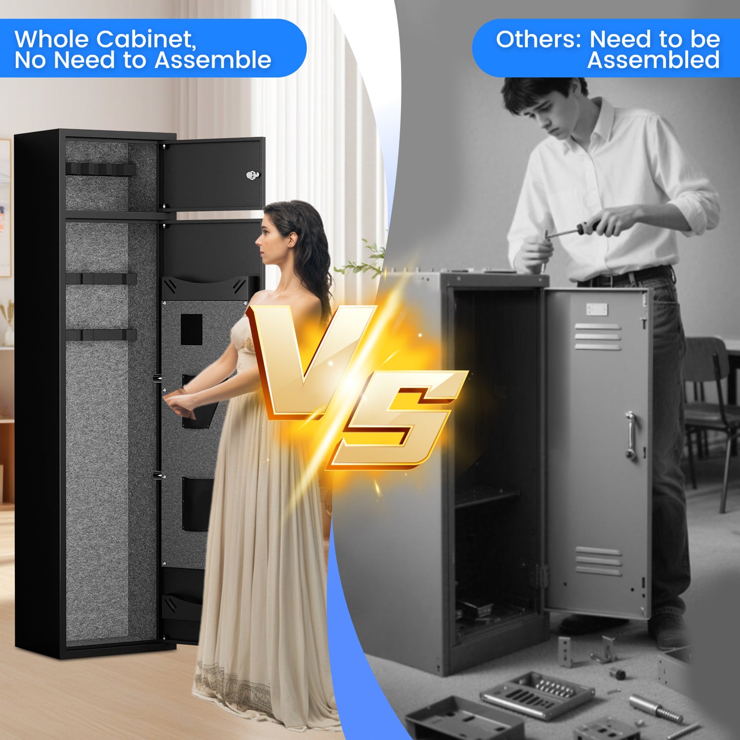 OME G3-145DB Gun Safe, 5-7 Digital Gun Safe with Separate Lock Box, Large Gun Storage with Pistol Bag & Metal Storage Box