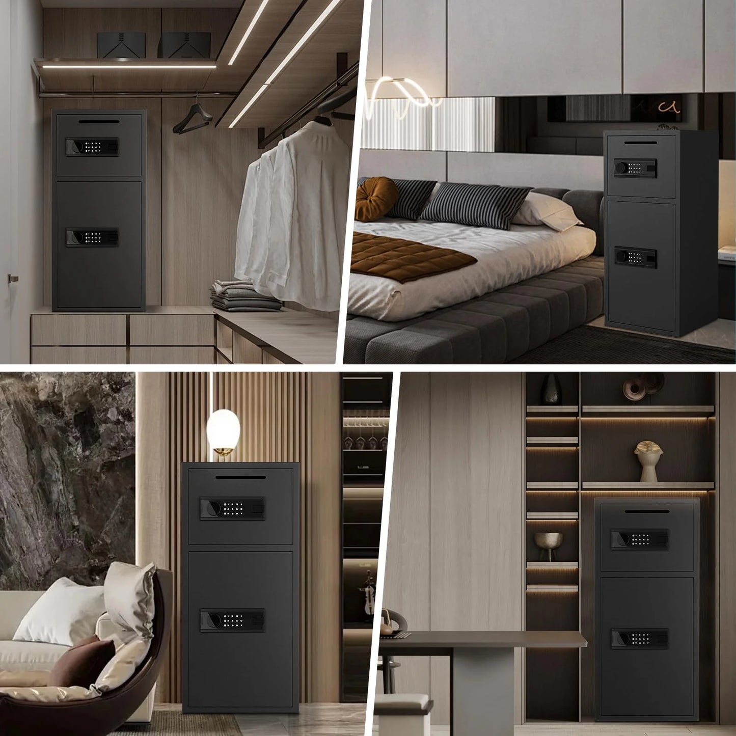 KAV-XY-K1-65 6.0 Cub Extra Large Safe Box, Home Safe with Fireproof Waterproof Bag & Drop Slot, Money Safe with Backlit Touch Keypad, Drop Safe Box with Double Door for Business Home