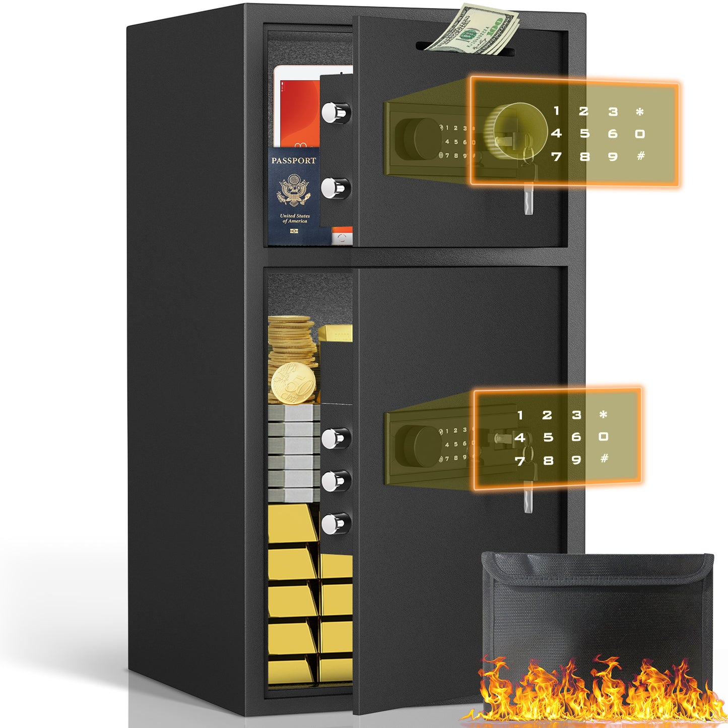 BM- K1-65D 6.0 Cubic Feet Extra Large Fireproof & Waterproof Safe Box