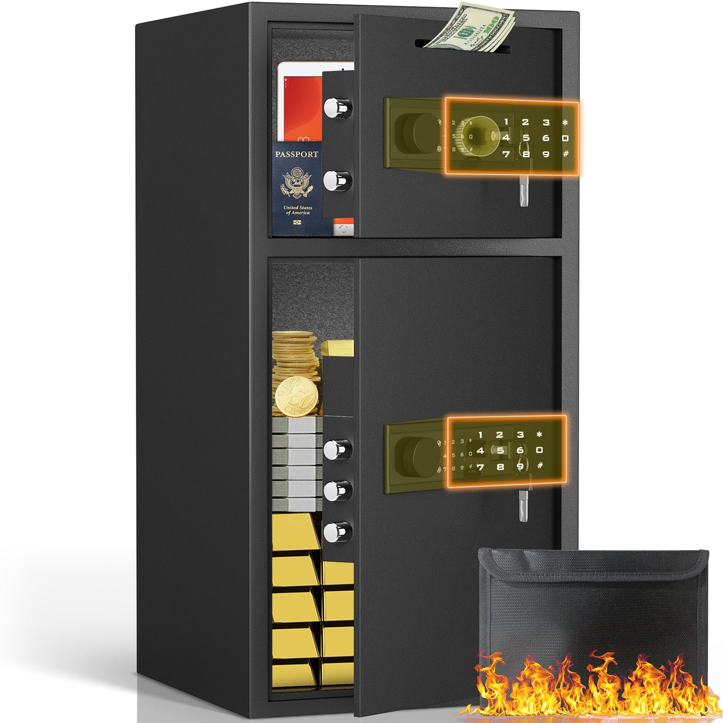 SY 6.5 Cubic Feet Extra Large Fireproof & Waterproof Safe Box with Backlit Touch Keypad & Drop Slot