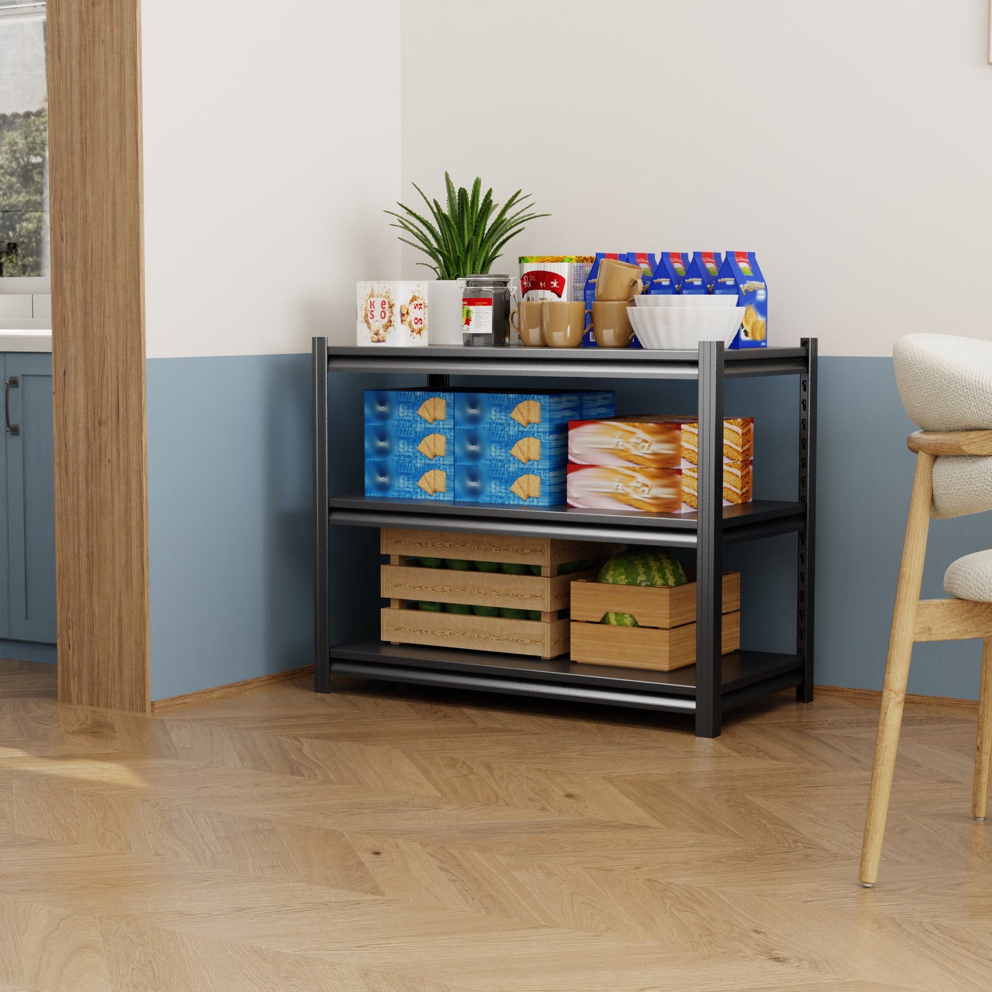 Garage Shelving Units and Storage,Deep Heavy Duty Metal Shelving Adjustable 3-Tier Shelves, 1200lbs Garage Storage Shelves,Shelving Rack Industrial Shelving Tool Shelf For Basement Metro