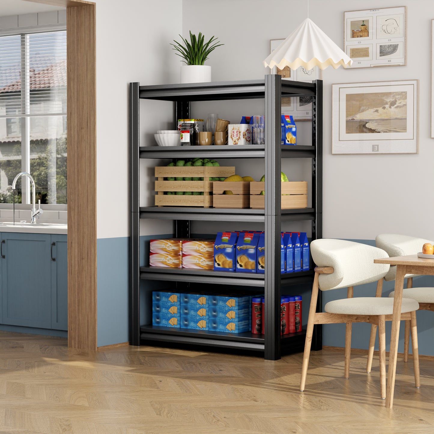 72" H|35.4" W All-Metal Garage Shelving Unit and Storage-Easy Assembly Shelves 5-Tier Rack|Heavy-Duty Adjustable Shelf|Steel Waterproof Rust-Resistant Shelves for Industrial