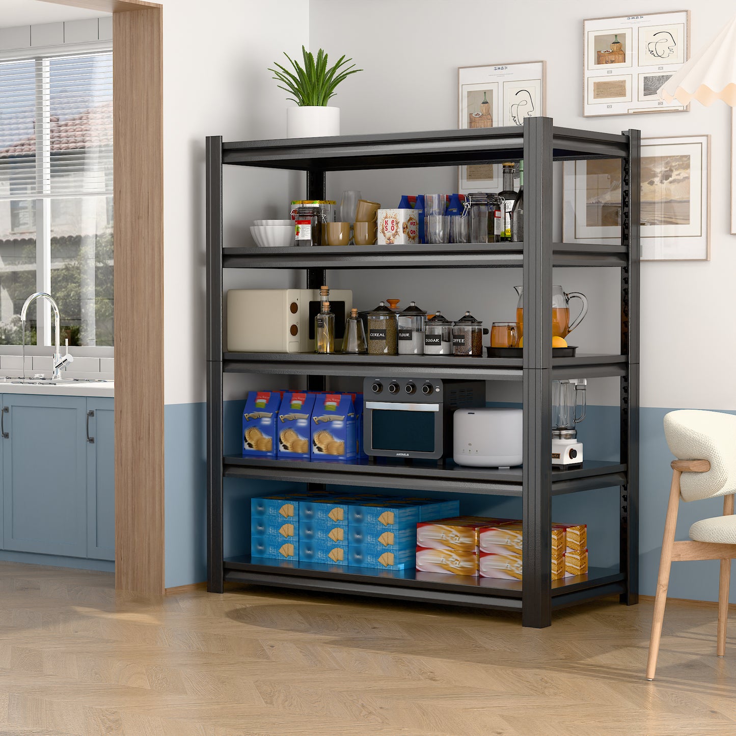 72" H Garage Shelving Unit-Adjustable 5-Tier Heavy-Duty Metal Storage Rack|3000 lbs Capacity Shelf|Easy Assembly Shelves|Rust-Resistant|Perfect for Garage Basement Workshop Organization