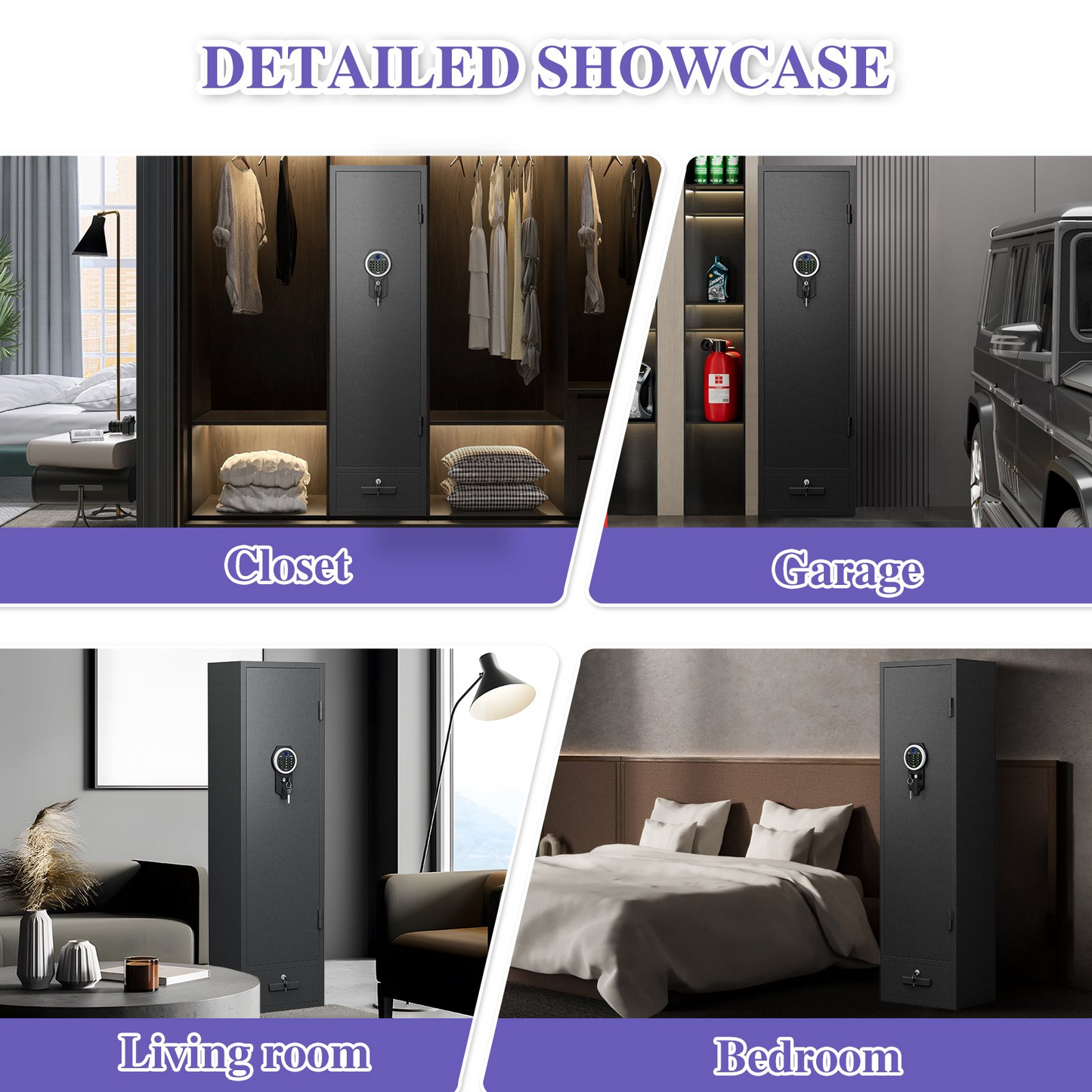 6-8 Gun Safe For Domestic Rifles And Pistols Gun Cabinet,With Backlit Keyboard And Dual Led Lights, Pockets And Removable Shelves