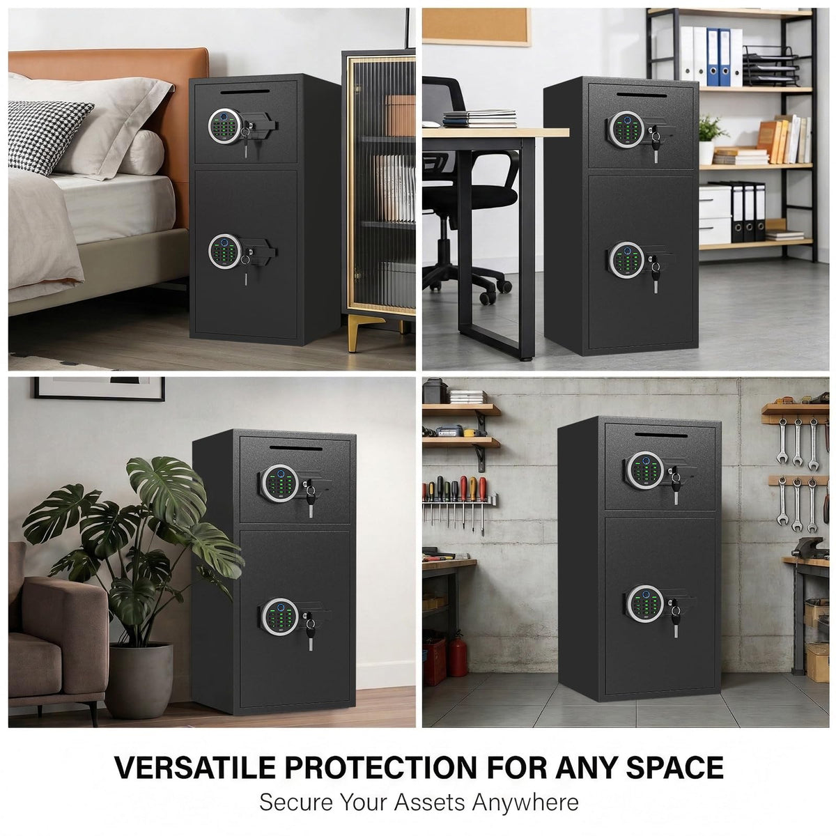 6.0 Cu ft Large Biometric Fingerprint Safe, Fireproof Waterproof Safe With Dual Alarm & Mute System and LED Light, Home Safe with Deposit Slot & Removable Shelf, Security Box for Money Valuables - image 9