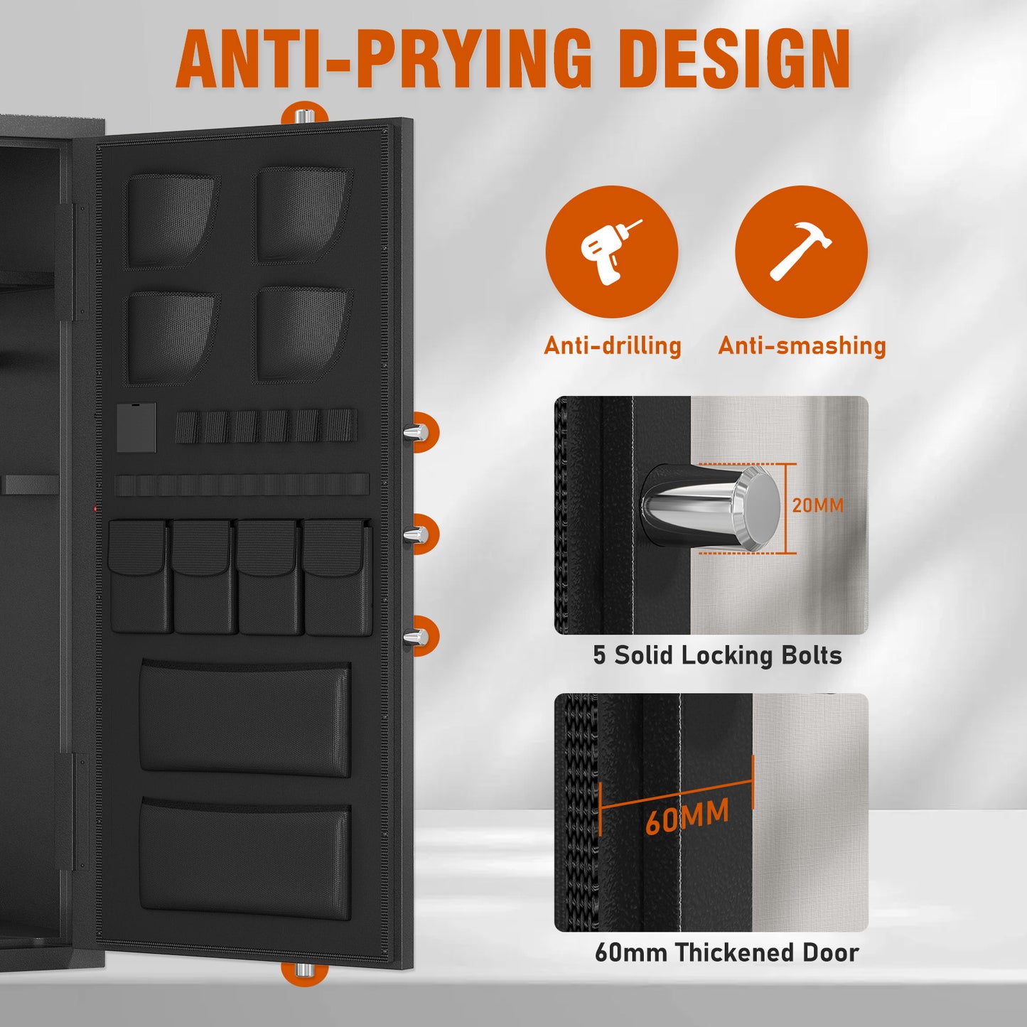 15-20 Gun Safe, Large Gun Safe for Shotguns and Pistols, Unassembled Gun Safe with Adjustable Shelf & Gun Rack, Gun Safe for Home and Shotgun, Quick Access Gun Cabinet with Dual Alarm